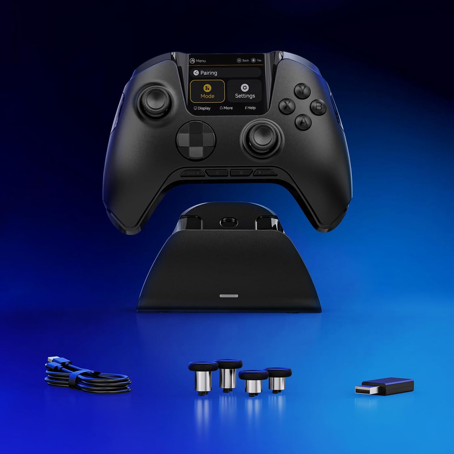 FIEHDUW NO DRIFT ManbaOne Interactive Screen Gaming Controller for PC/Switch/iOS/Android/Steam Deck, 1800mAh Hall Effect Controller with LED, Mapping Buttons, Charging Dock (Black) Black