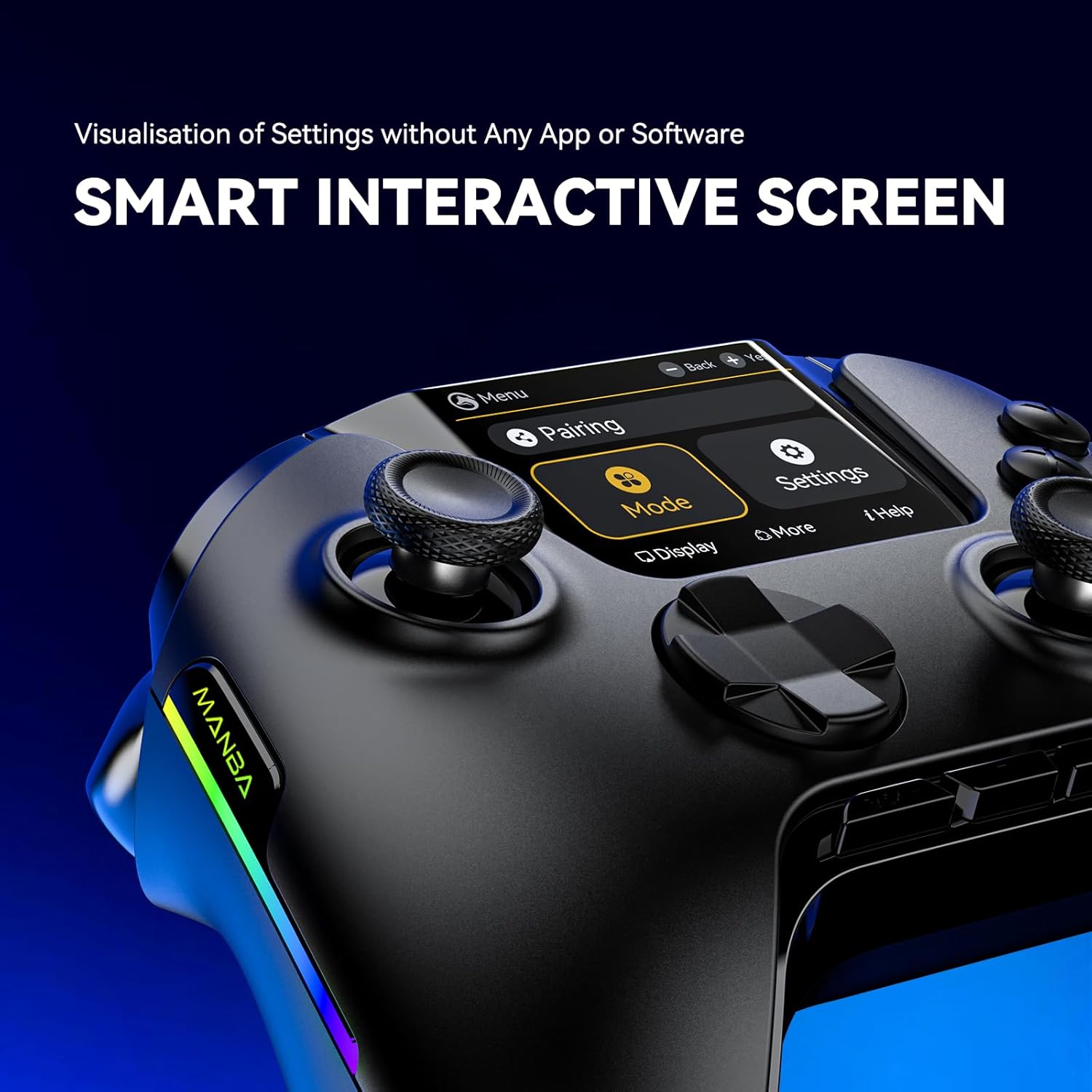 FIEHDUW NO DRIFT ManbaOne Interactive Screen Gaming Controller for PC/Switch/iOS/Android/Steam Deck, 1800mAh Hall Effect Controller with LED, Mapping Buttons, Charging Dock (Black) Black