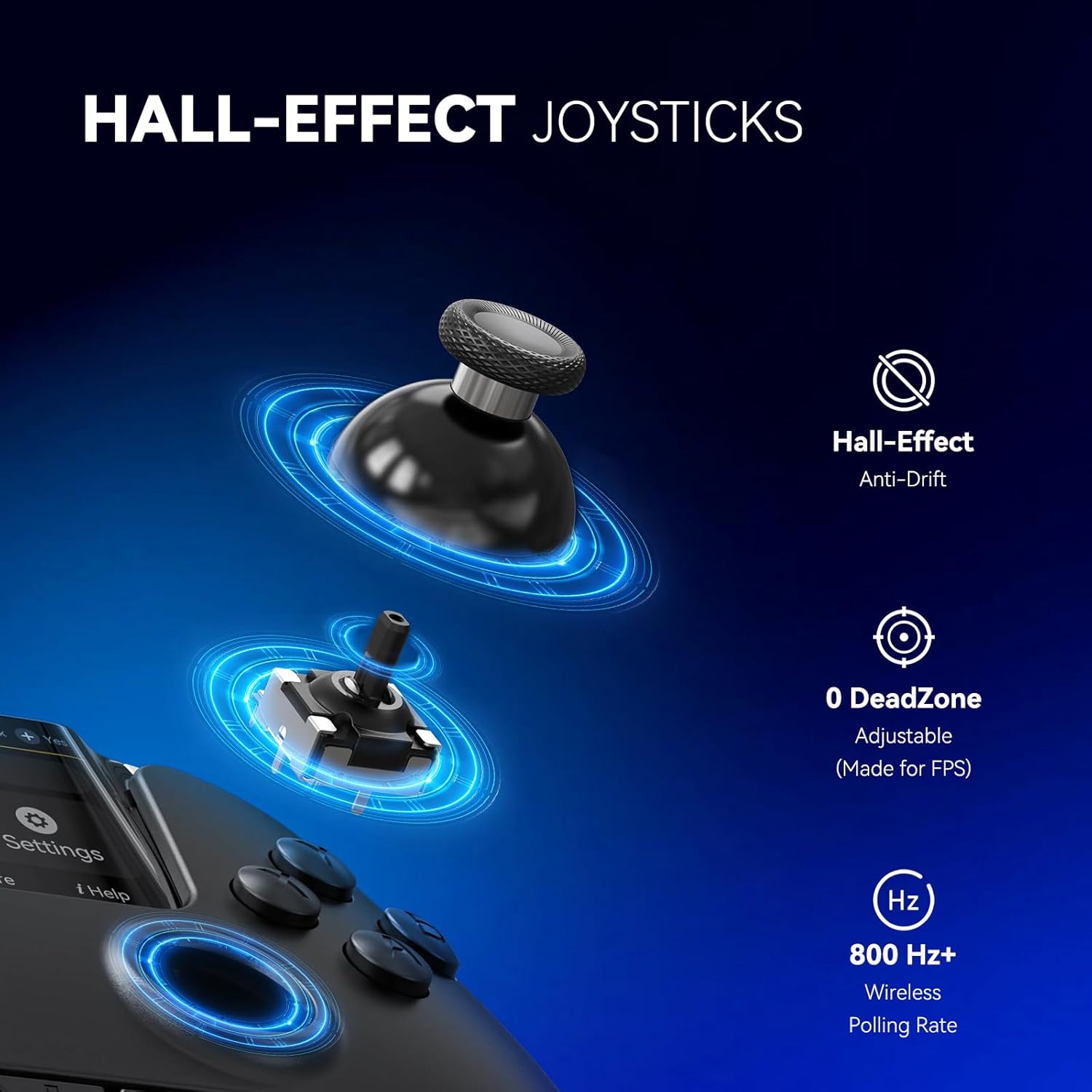 FIEHDUW NO DRIFT ManbaOne Interactive Screen Gaming Controller for PC/Switch/iOS/Android/Steam Deck, 1800mAh Hall Effect Controller with LED, Mapping Buttons, Charging Dock (Black) Black