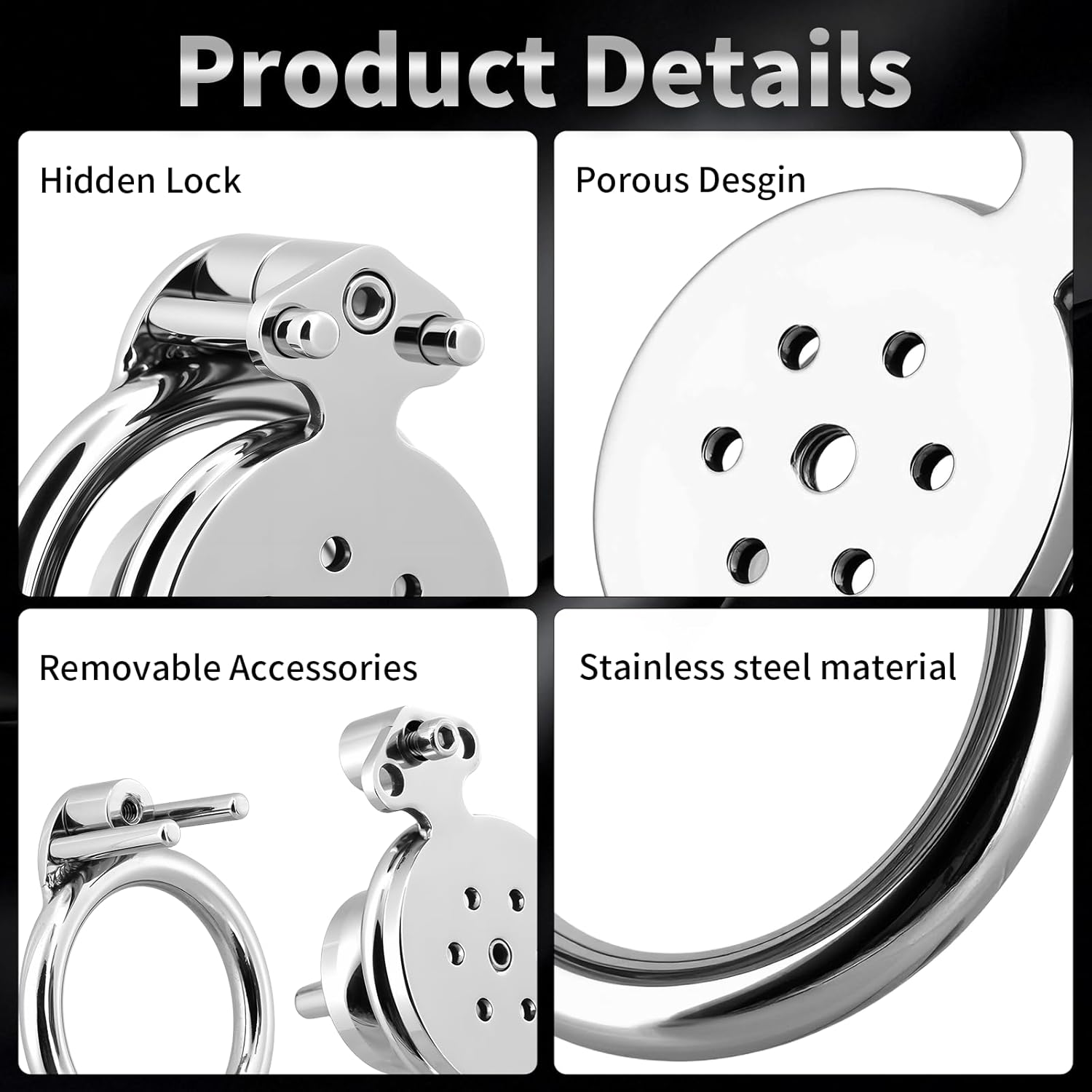 Flat Chastity Cage - 4IN1 Metal Chastity Device with Upgraded Invisible Lock & Chastity Belt, Stainless Steel Cock Cage with Penis Plugs & Tray Base, BDSM Bondage Gear Adult Sex Toys for Men (1.57in) (40mm/1.57in)