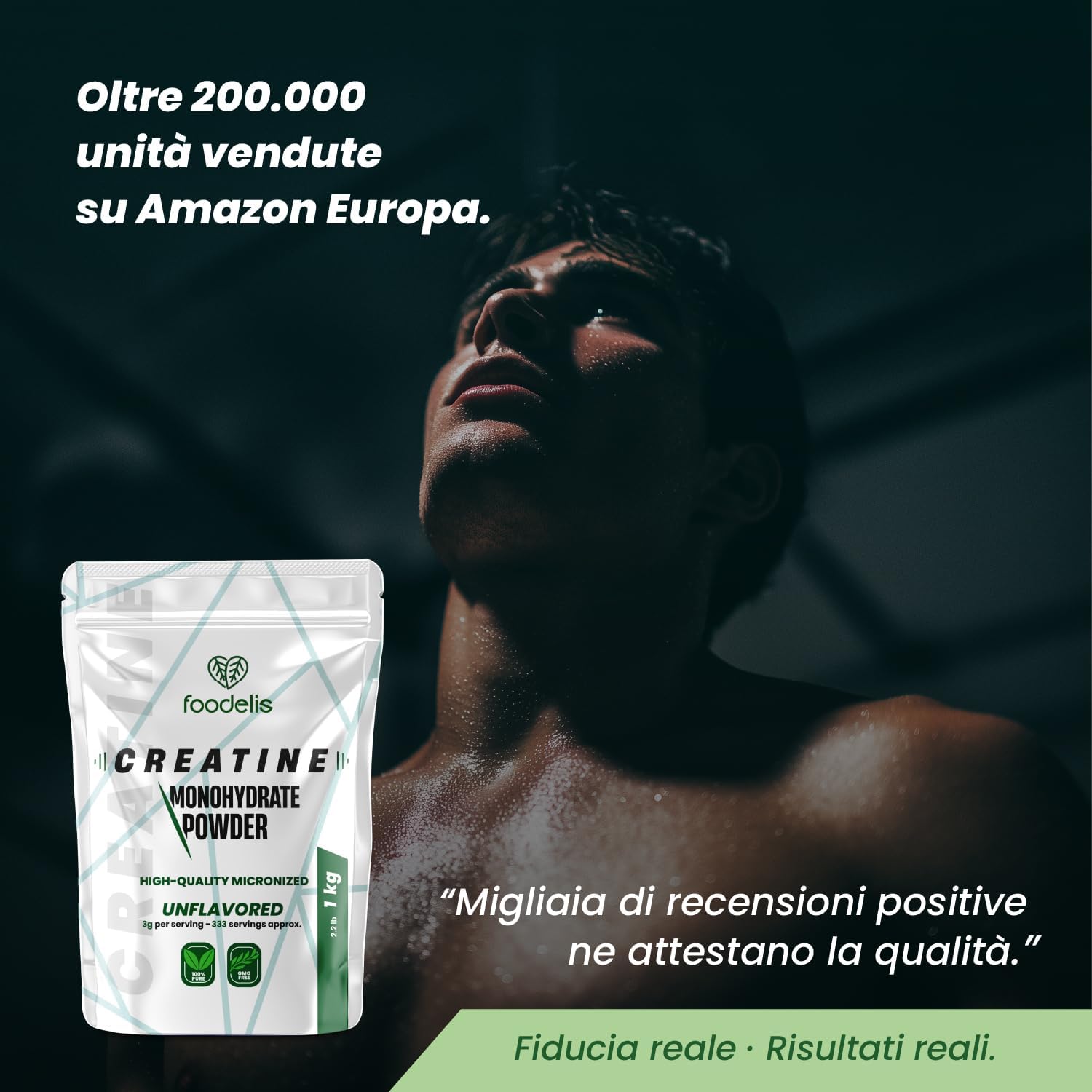 Foodelis Micronised Creatine Monohydrate Powder 1kg /333 Servings - Tasteless - Highly Soluble - Improves Physical Performance and Muscle Strength - Pure, Additive Free - Includes Dispenser Unflavoured 1 kg