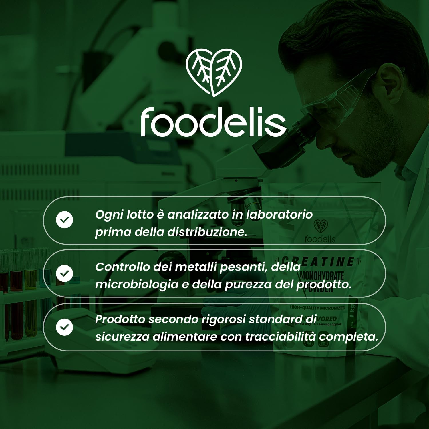 Foodelis Micronized Creatine Monohydrate in Powder 300 g – Flavorless – 100% Pure Creatine – Without Additives – Vegan – High Solubility – Measuring Cup Included Unflavored 300g