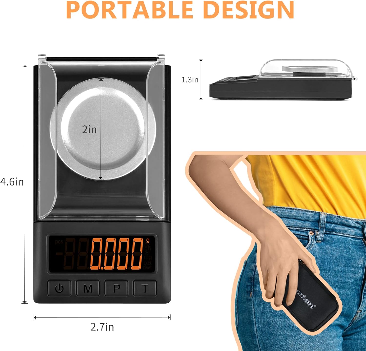 Fuzion Milligram Scale 50g x 0.001g, Mg Scale with 9-in-1 Design - Micro Scale, Powder Scale for Reloading with Portable Case, Microgram Scale USB/Battery Powered PL50 PRO Black