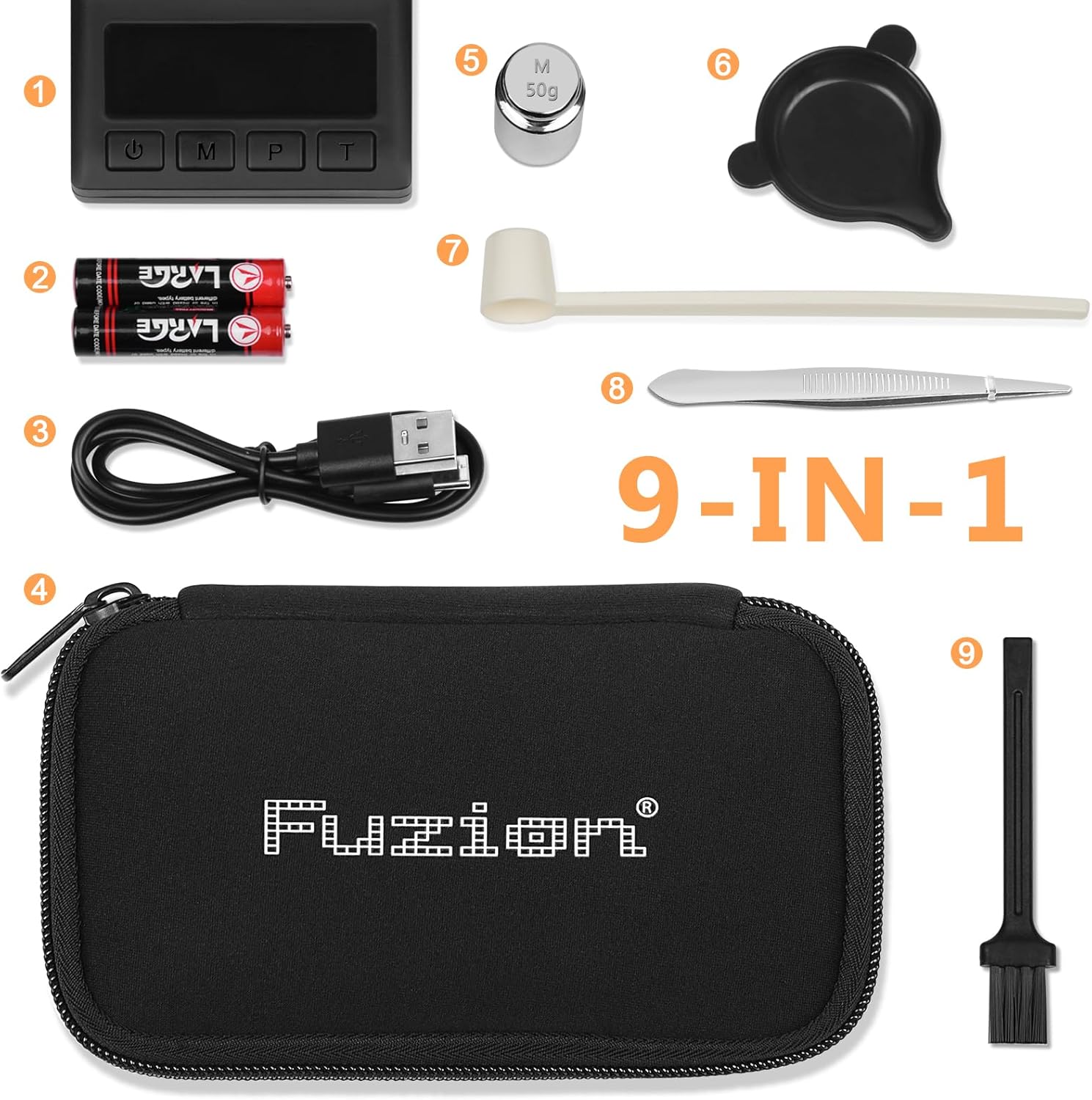 Fuzion Milligram Scale 50g x 0.001g, Mg Scale with 9-in-1 Design - Micro Scale, Powder Scale for Reloading with Portable Case, Microgram Scale USB/Battery Powered PL50 PRO Black
