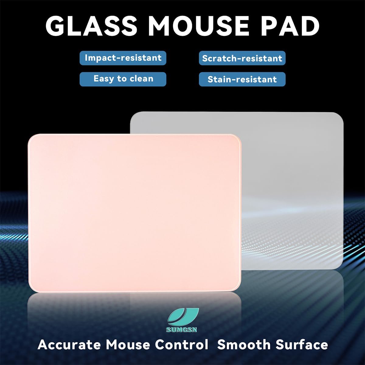 Glass Gaming Mousepad, Professional Artisan 350 * 260 * 3.2mm Large Mouse Pad Provides Improved Precision and Speed for Keyboard Mouse Clear