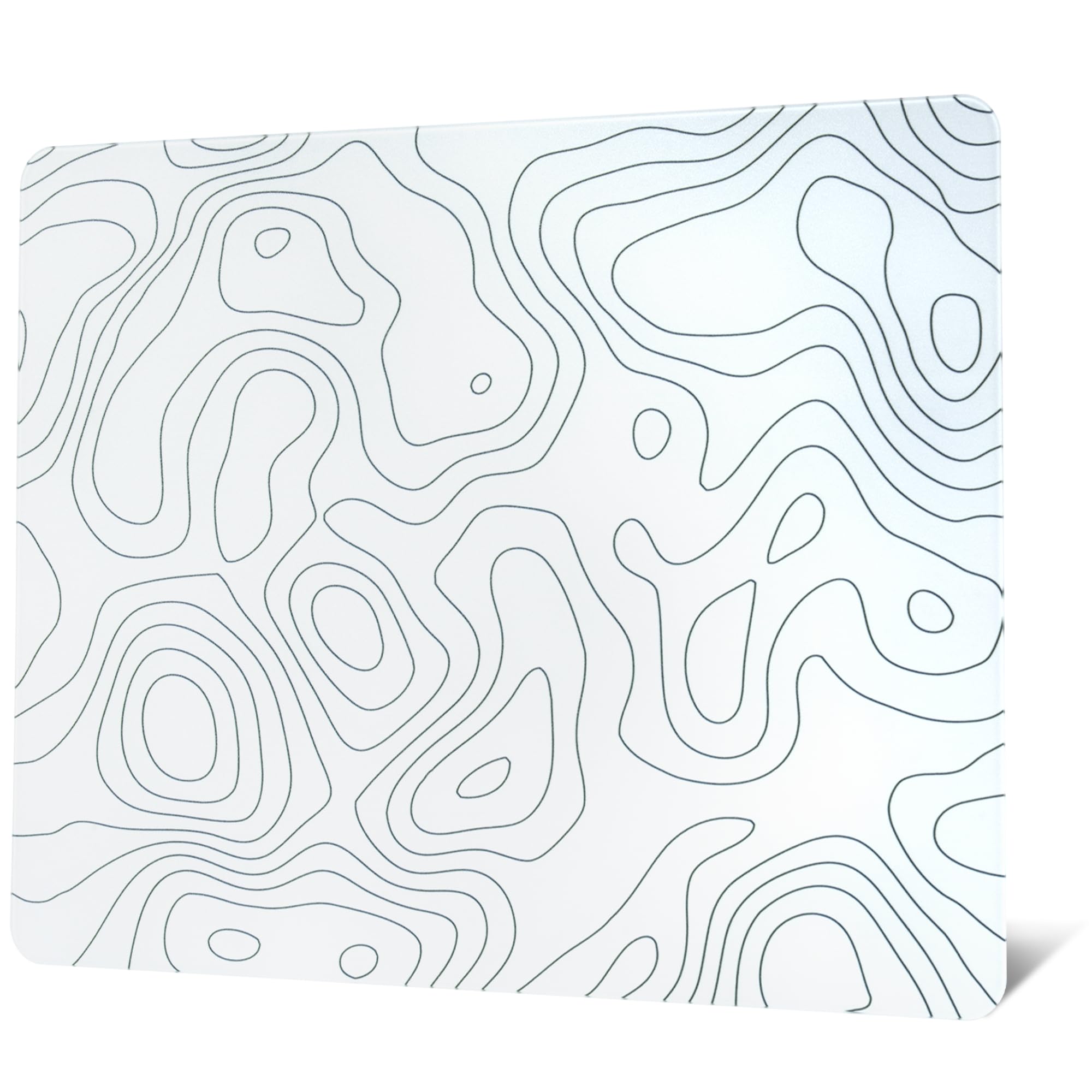 Glass Mousepad for Gaming, White Topographic Hard Gaming Mouse pad, Professional Large Mouse Mat 410mm*310mm, Special Glass Surface with Improved Precision and Speed White(Topographic)