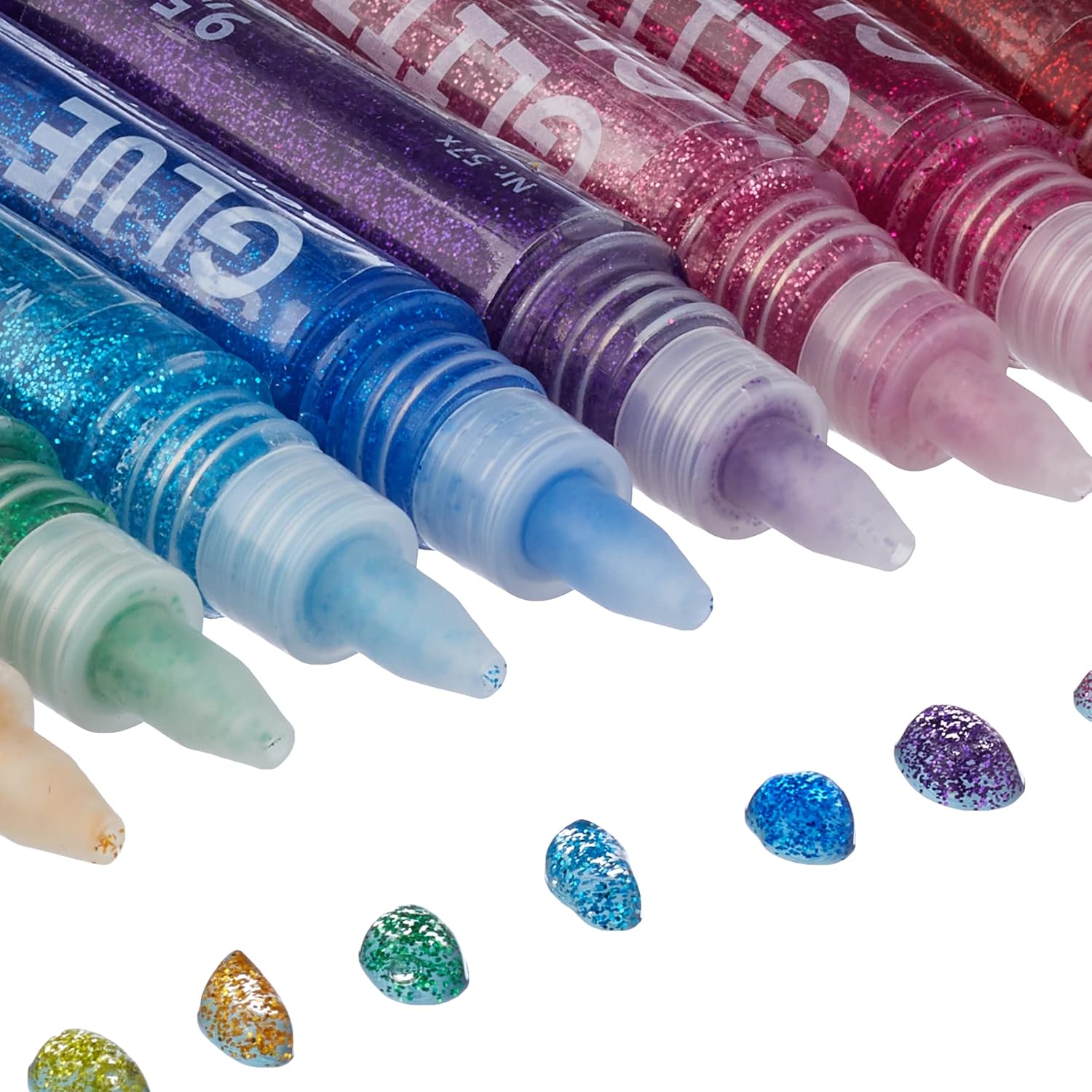 Glorex Max Bringmann Folia 574 - Glitter Glue, 10 Pens with 9.5ml Content I, 10 Assorted Colors