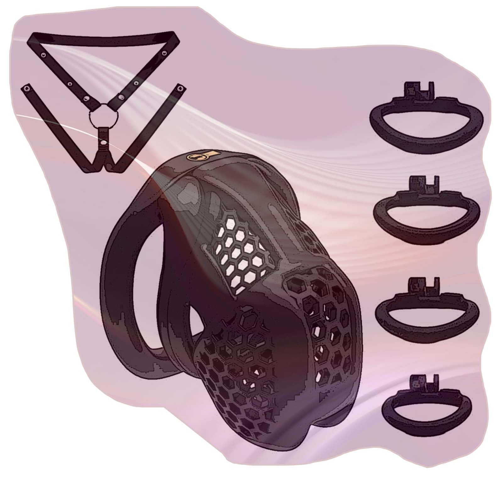 Honeycomb Fitness Cage, Fitness Accessories with 4 Arc Rings and 1 Adjustable Belt, Special Lightweight and Breathable Cage -A61IT B:Small B:Black