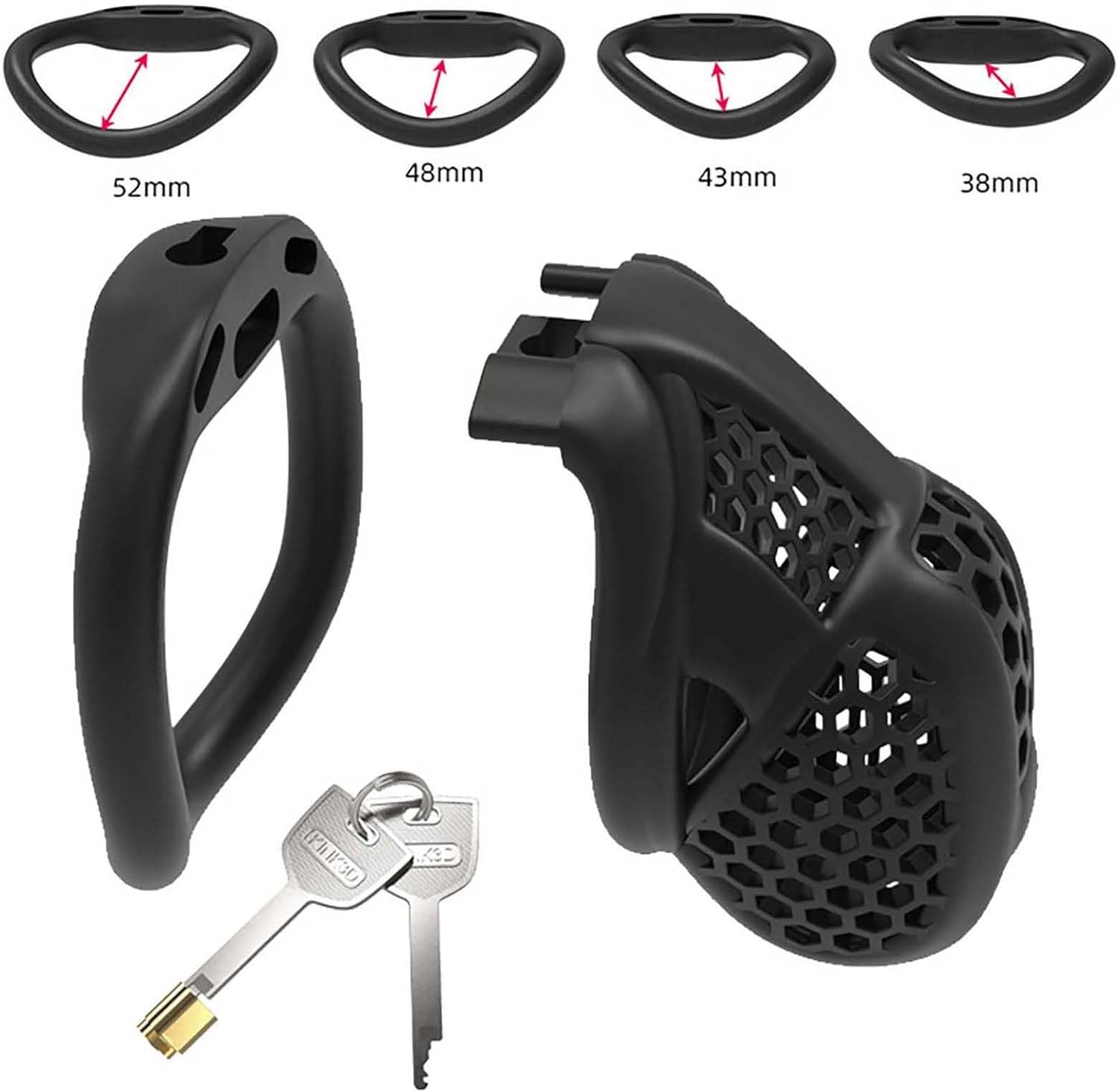 Honeycomb Fitness Cage, Fitness Accessories with 4 Arc Rings and 1 Adjustable Belt, Special Lightweight and Breathable Cage -A61IT B:Small B:Black