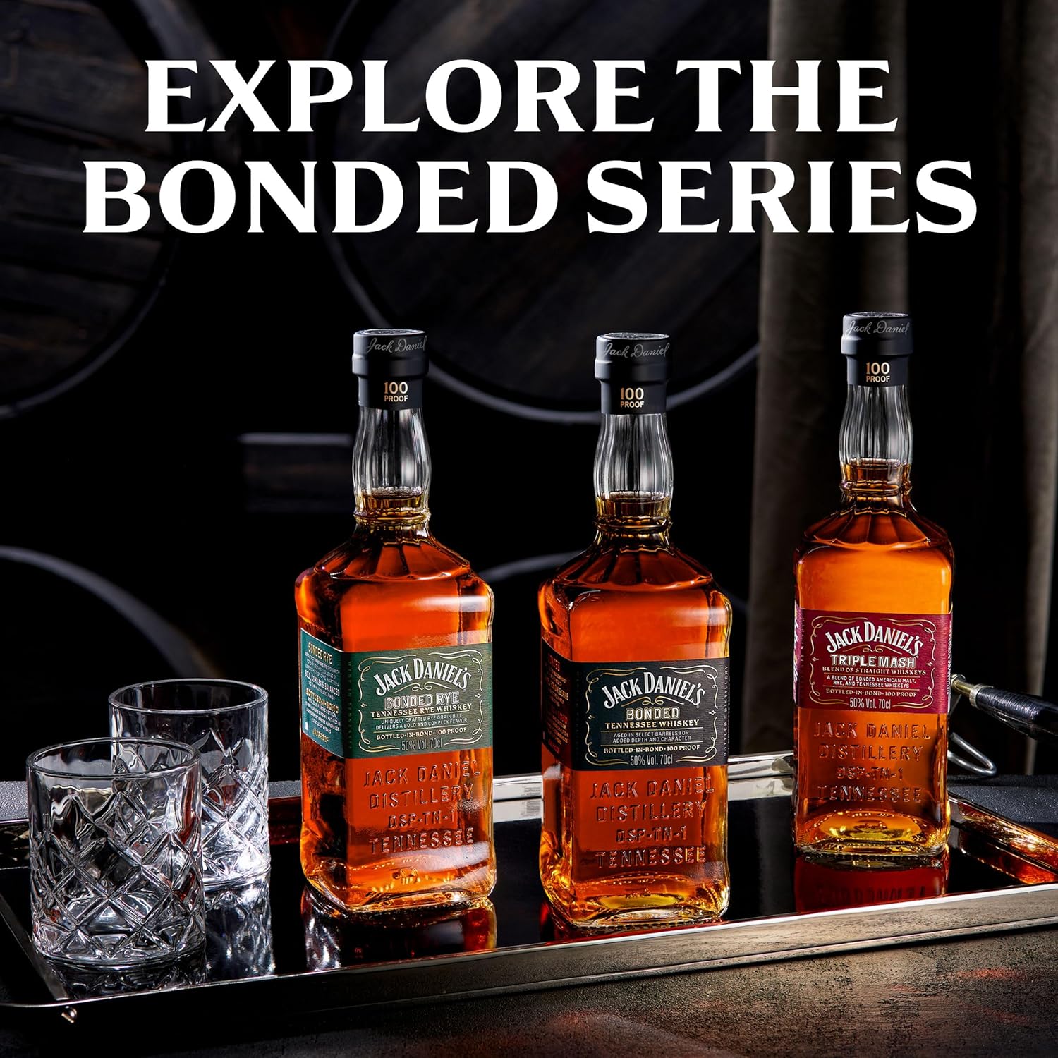 Jack Daniel's Bonded Rye Tennessee Whiskey – Premium American Whiskey, Intense and Authentic Taste, Fruity Flavor, Traditionally Aged, 50% Vol., 70 cl Glass Bottle