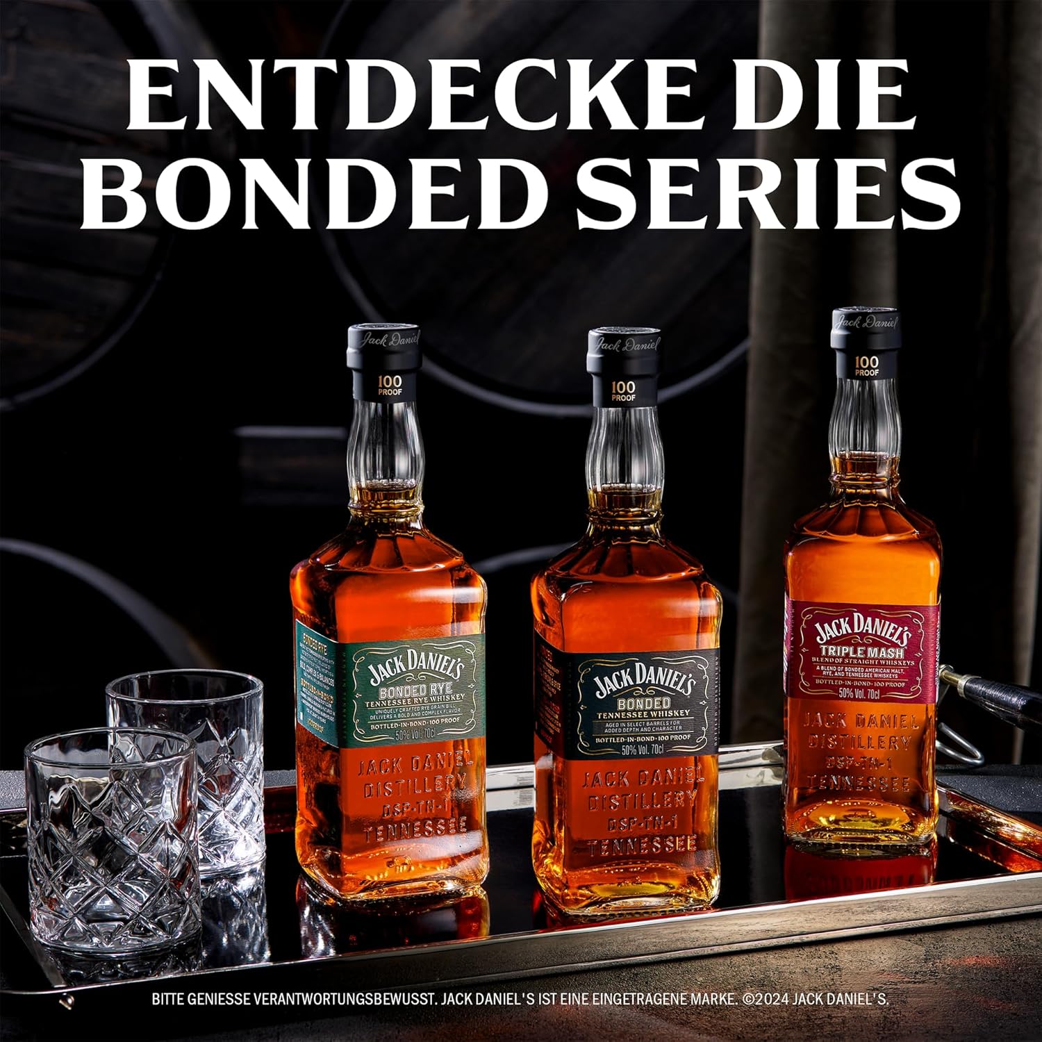 Jack Daniel's Bonded Rye Tennessee Whiskey – Premium American Whiskey, Intense and Authentic Taste, Fruity Flavor, Traditionally Aged, 50% Vol., 70 cl Glass Bottle