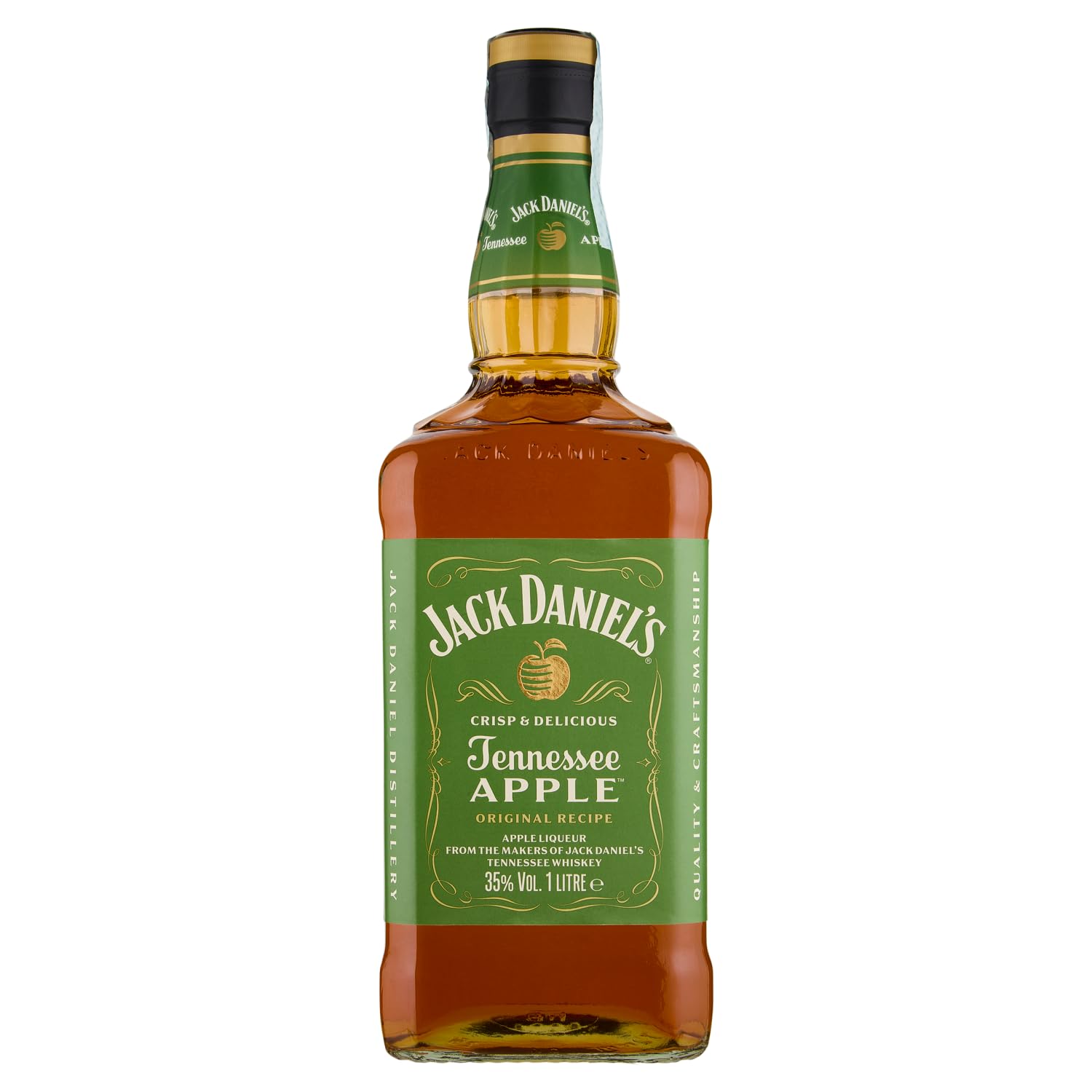 Jack Daniel's Tennessee Apple – Green Apple Whiskey, American Liqueur with a Fresh and Sweet Taste, Natural Crisp Apple Flavor, 35% Vol., 100 cl Glass Bottle Apple 100cl