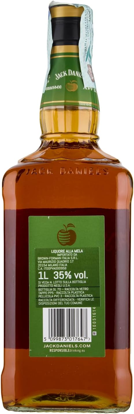 Jack Daniel's Tennessee Apple – Green Apple Whiskey, American Liqueur with a Fresh and Sweet Taste, Natural Crisp Apple Flavor, 35% Vol., 100 cl Glass Bottle Apple 100cl