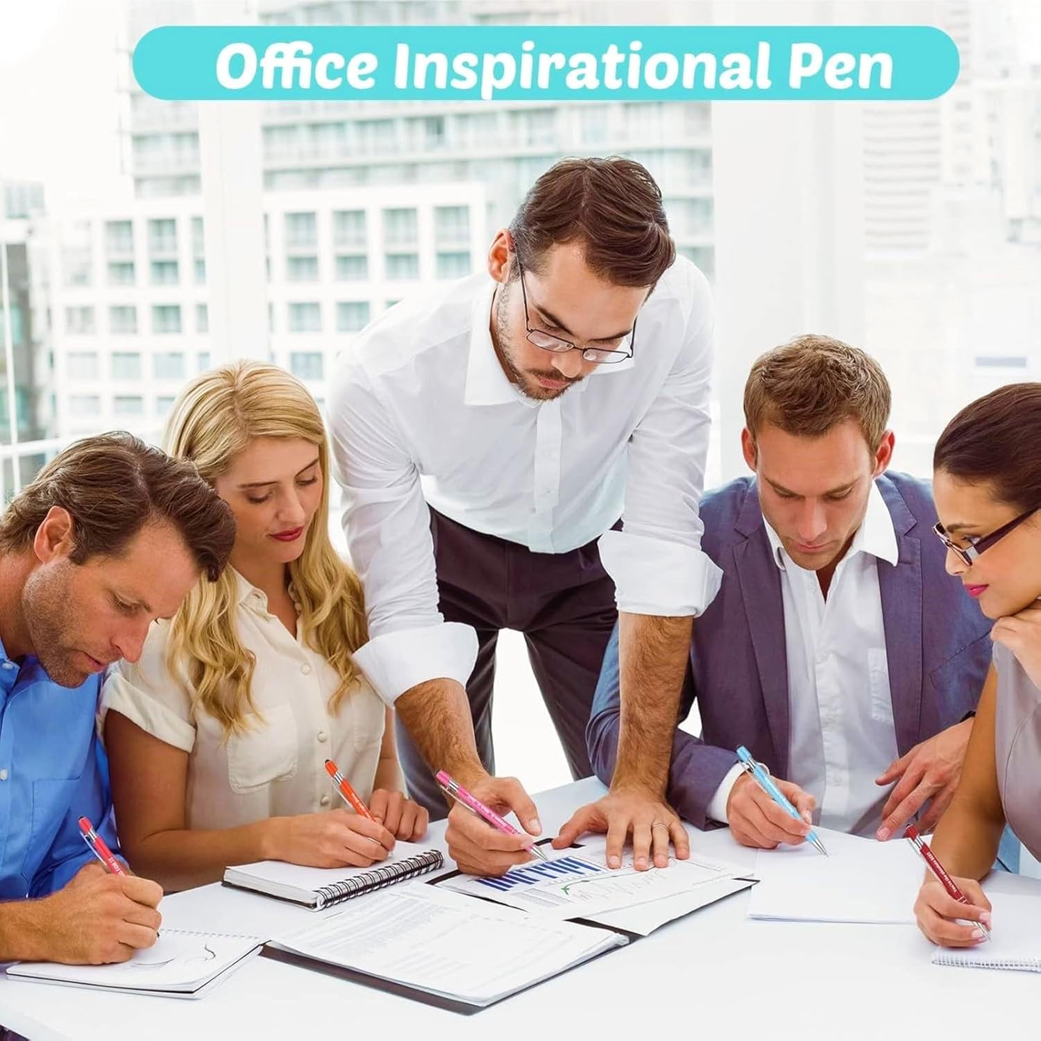 KAHEIGN 20 Pieces Inspirational Ballpoint Pens, 14CM with Motivational Quotes, Metal Touch Screen, Black Ink Stylus Pens for Boss Desk Supplies (10 Positive Styles)