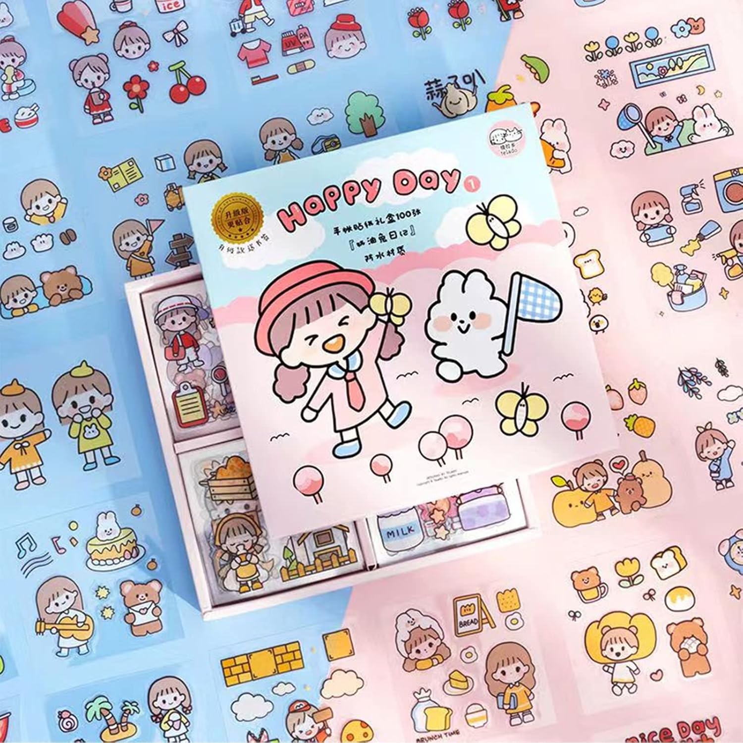 Kawaii Stickers 100 Pieces Notebook Stickers for Girls Cute Kawaii Stickers to Decorate Diaries and Notebooks (in a Pretty Box)