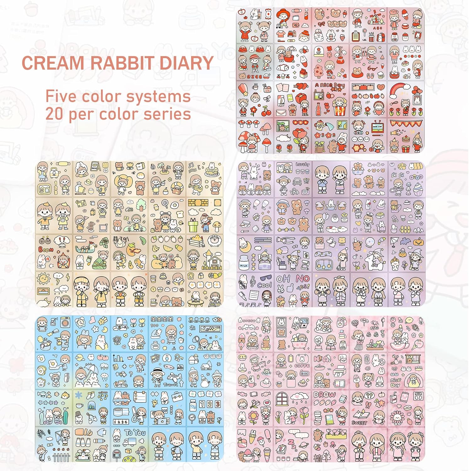 Kawaii Stickers 100 Pieces Notebook Stickers for Girls Cute Kawaii Stickers to Decorate Diaries and Notebooks (in a Pretty Box)