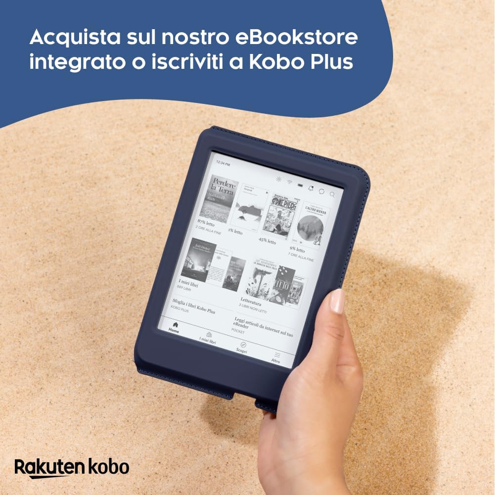 Kobo Clara 2E | eReaders | 6" HD anti-glare touchscreen | ComfortLight PRO blue light reduction | Adjustable brightness | WiFi | 16 GB storage | Paper and Ink technology | Deep Ocean Blue