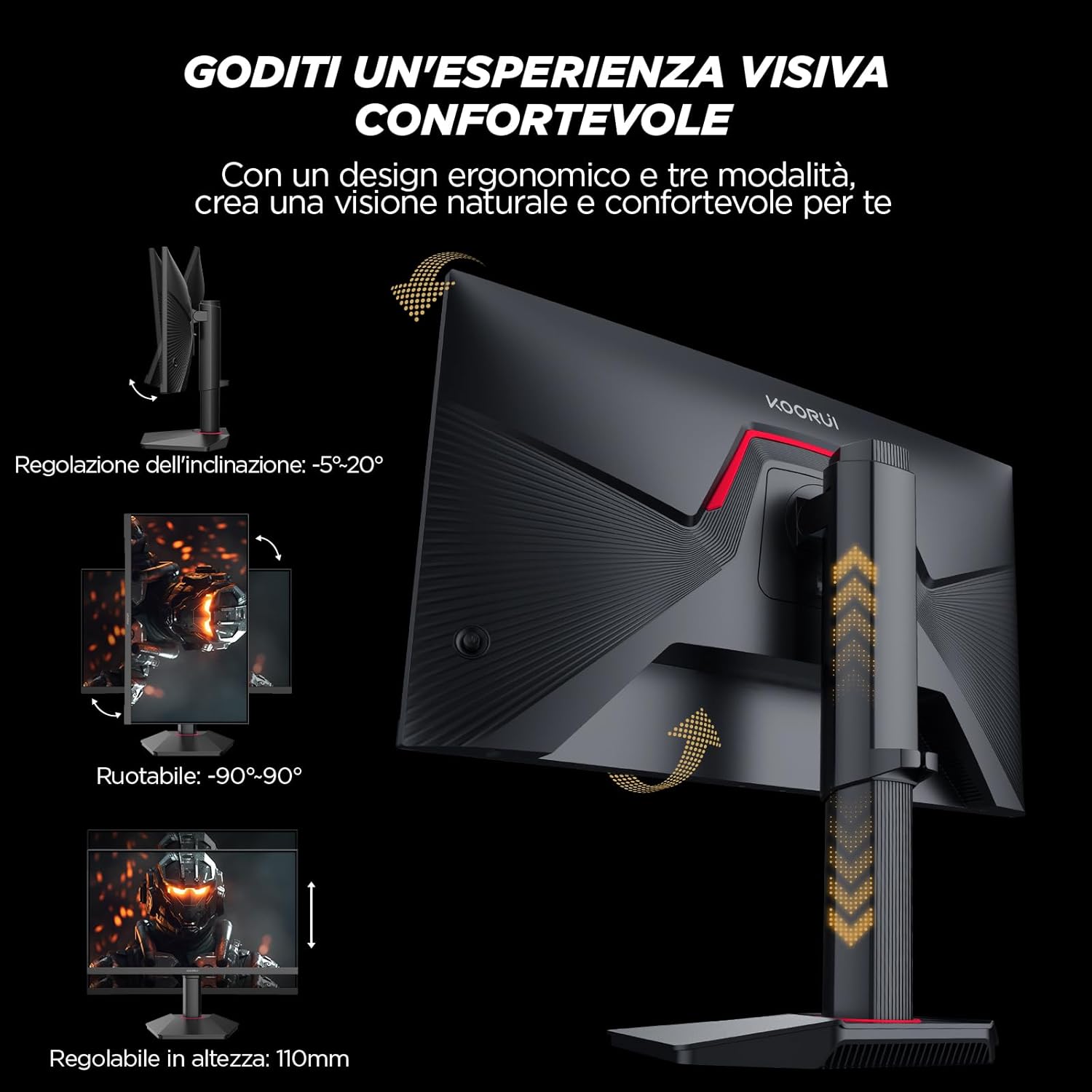 KOORUI G2511E Gaming Monitor 25 Inch, FHD 320Hz, 1ms, HDR400, Fast IPS, Adaptive Sync, VESA 75x75mm, ergonomic adjustment 25 Inch IPS/FHD/320Hz