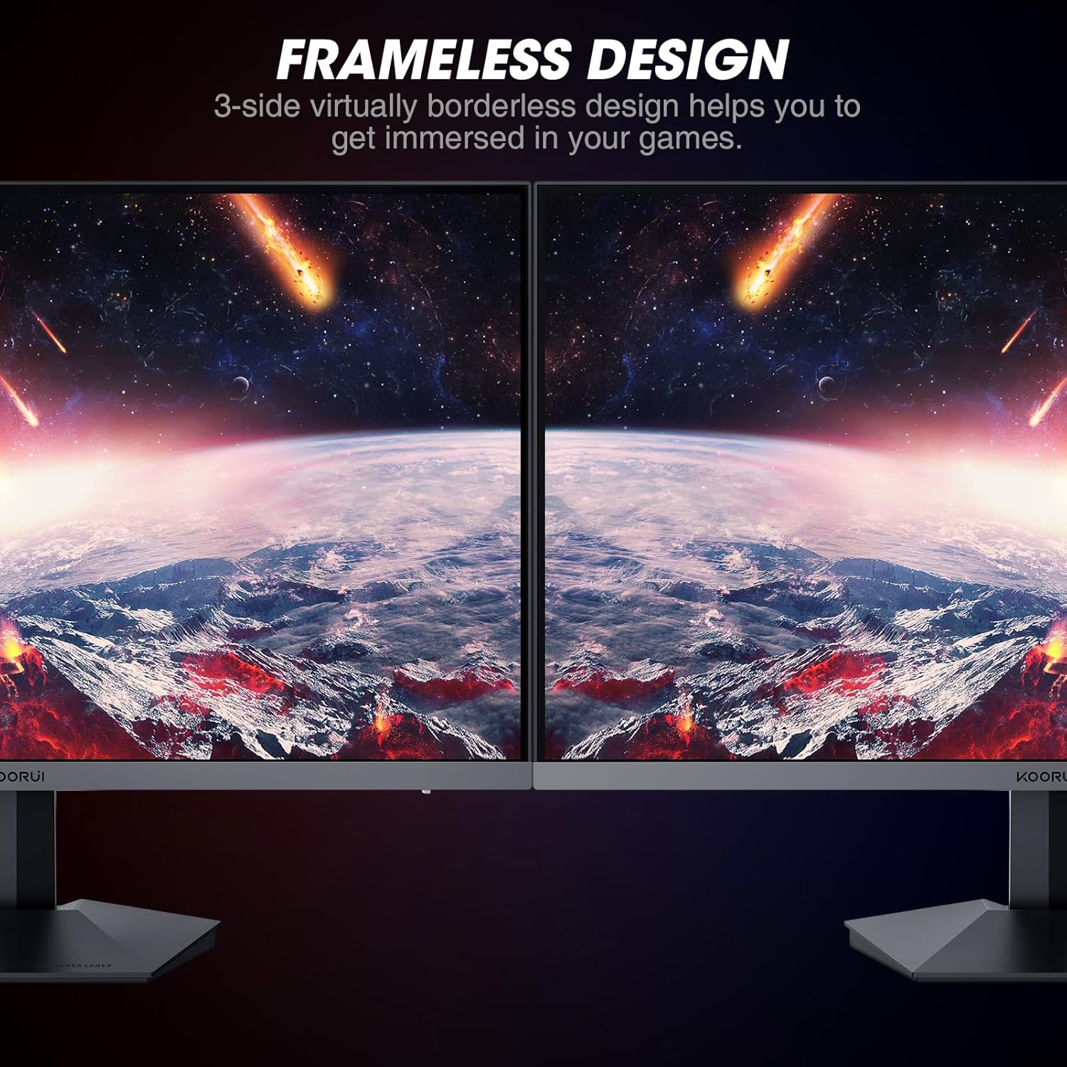 KOORUI Gaming Monitor 27 Inch, PC Screen 240Hz, FHD, 1ms, Adaptive Sync (1920 x 1080p, DCI-P3 90%, SRGB 100%, HDMI, DisplayPort, VESA 75x75) 240Hz FHD 27 Inch