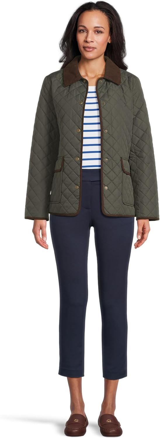 Lauren Ralph Lauren womens Quilt With Corduroy Collar X-Large Litchfield Loden