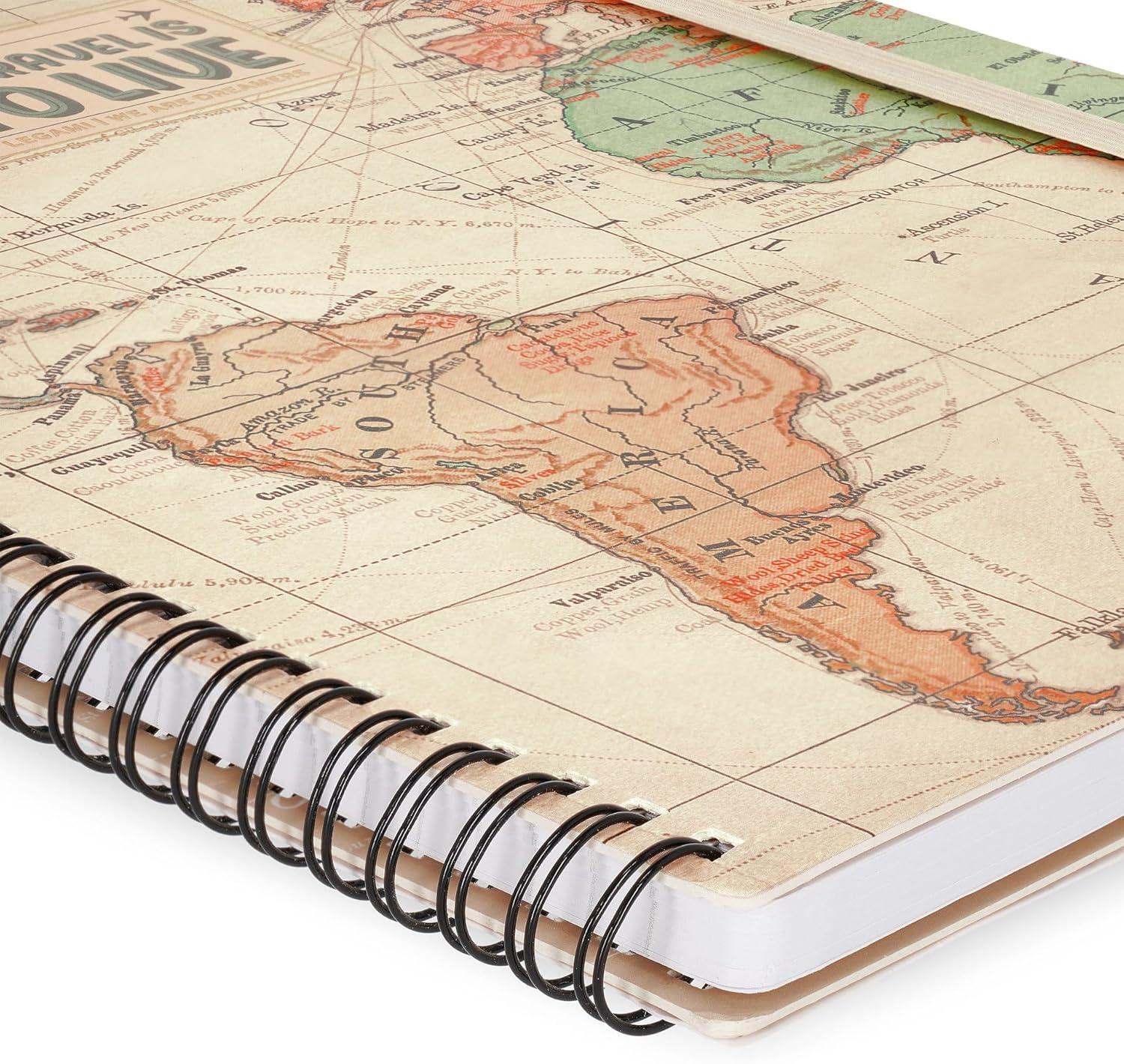 Legami - Ruled Notebook with Spiral - A4 Format, Spiral Notebook Maxi, Contains 1 Sheet of Stickers, 160 Detachable Pages, in FSC Paper, Elastic Closure, 21 x 29 cm, Travel Theme