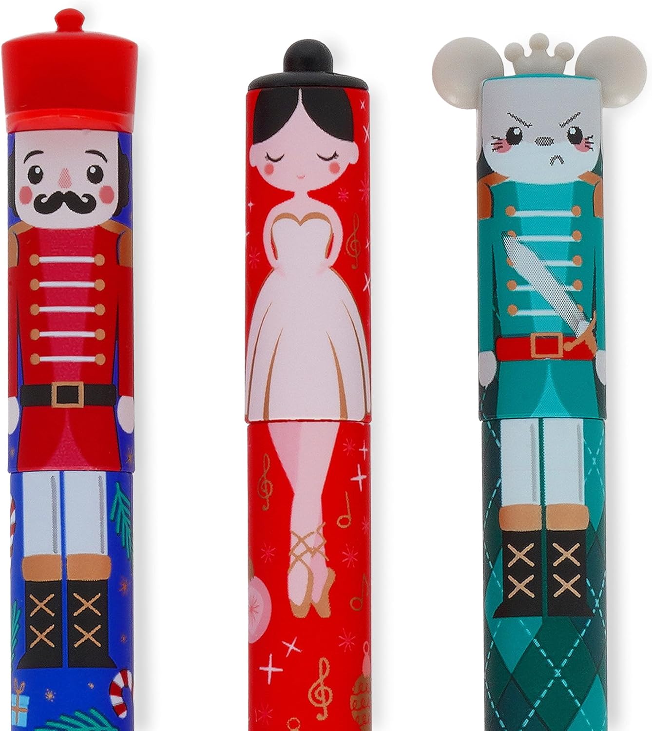 Legami - Set of 3 Erasable Gel Pens, Christmas Edition, Pens with Thermosensitive Erasable Ink, Red, Blue, Green, Christmas Erasable Pen, Erases Without Consuming the XMAS Sheet