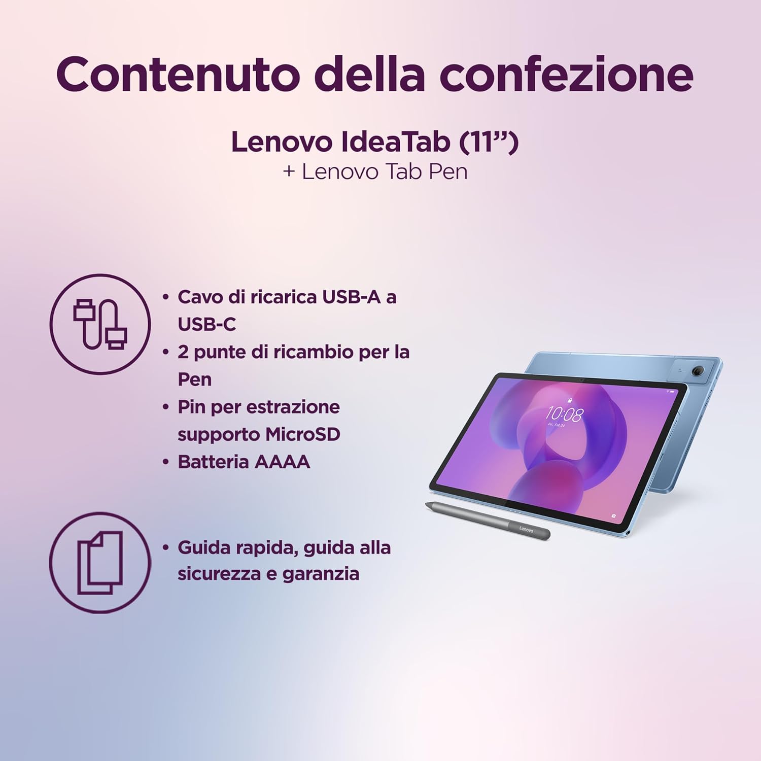 Lenovo Idea Tab Tablet - 11" 2.5K (2560x1600) 90Hz display, Mediatek Dimenity 6300 processor, 8GB RAM, 128GB memory, WiFi 5, Android 15 tablet, Tab Pen included - Polar Blue Idea Tab 8GB | 128GB | WIFI