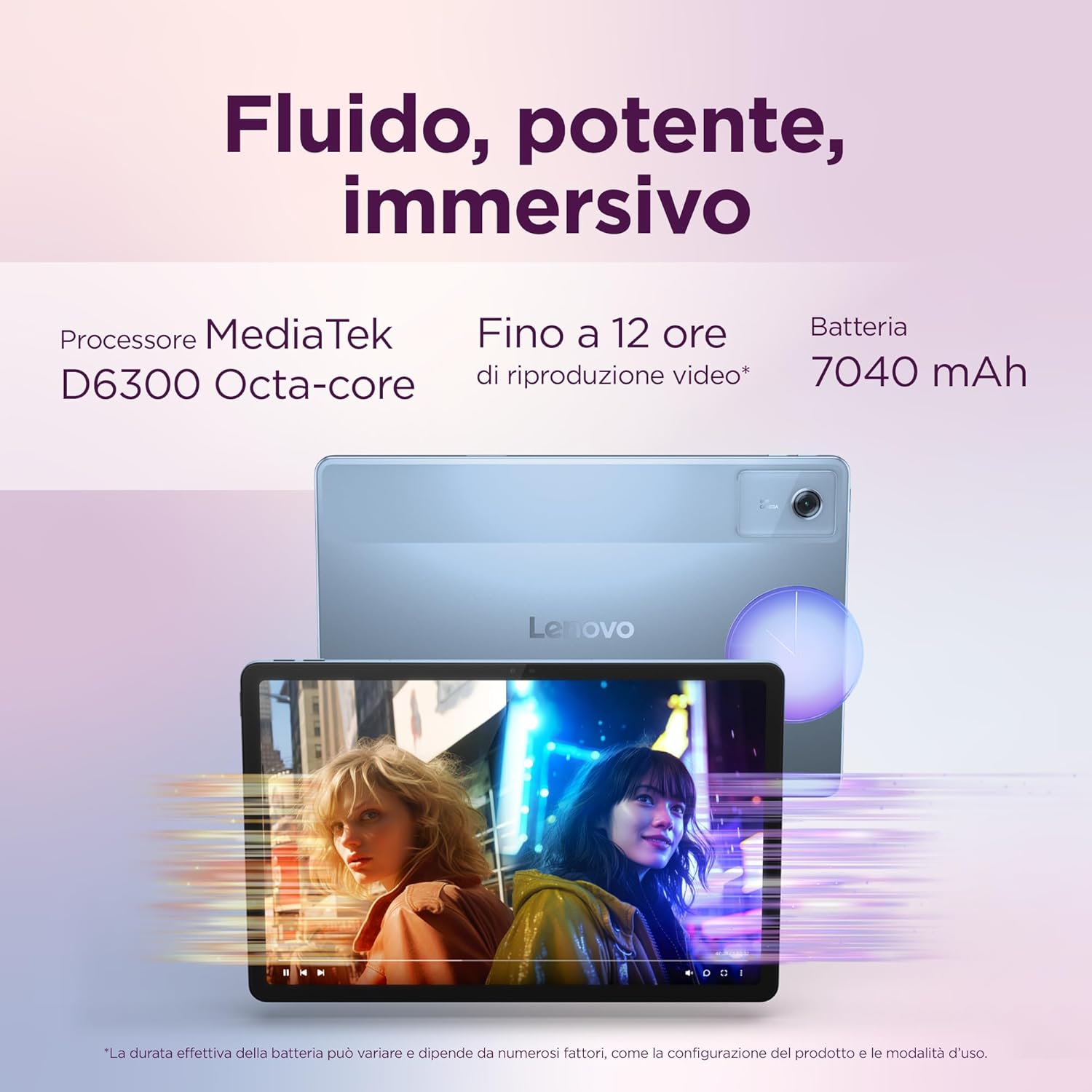 Lenovo Idea Tab Tablet - 11" 2.5K (2560x1600) 90Hz display, Mediatek Dimenity 6300 processor, 8GB RAM, 256GB memory, WiFi 5, Android 15 tablet, Tab Pen included - Polar Blue Idea Tab 8GB | 256GB | WIFI