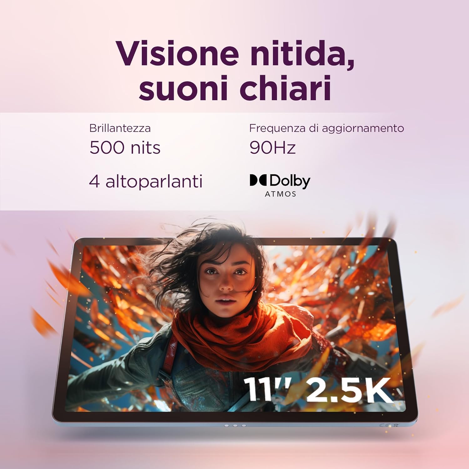 Lenovo Idea Tab Tablet - 11" 2.5K (2560x1600) 90Hz display, Mediatek Dimenity 6300 processor, 8GB RAM, 256GB memory, WiFi 5, Android 15 tablet, Tab Pen included - Polar Blue Idea Tab 8GB | 256GB | WIFI