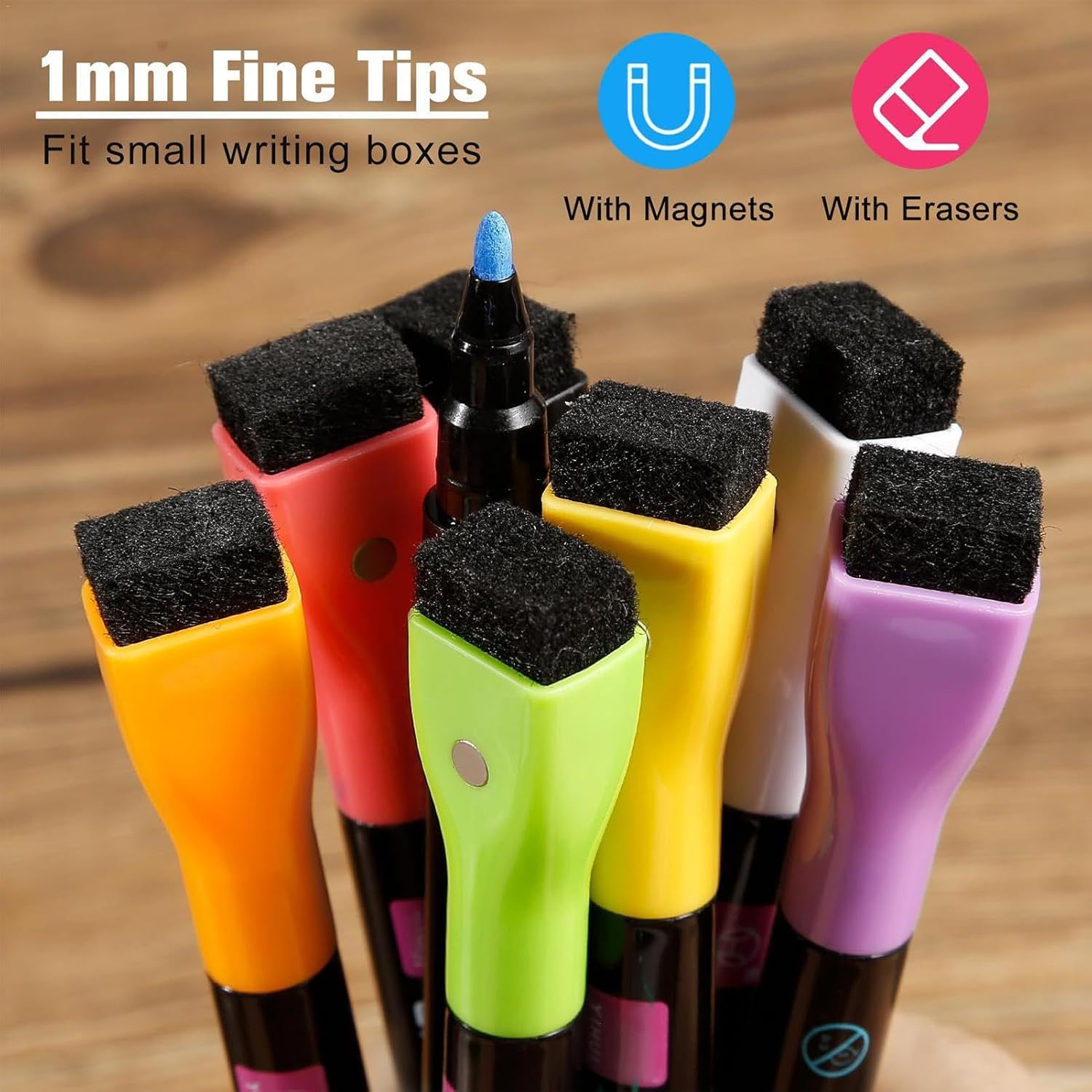 Liquid Chalk Markers, 8 Pcs Water Soluble Fluorescent Markers, 1mm Fine Tip, Dry Erase, for LED Light Board, Erasable