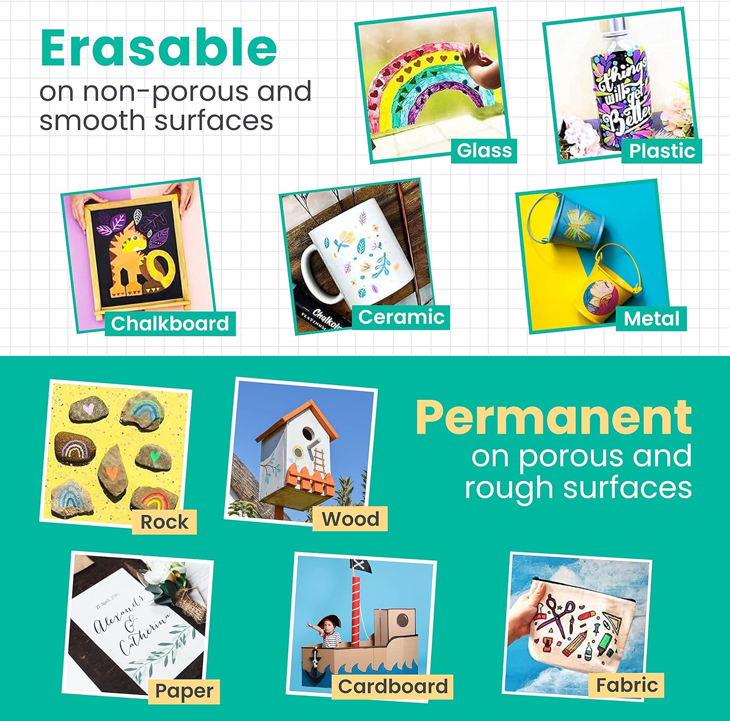 Liquid Chalk Pens (10 Pack) with Gold & Silver - Extra Fine Tip Dry Erase Marker Pens for Blackboard, Windows, Chalkboard Signs, Bistro - 1mm Tip 1 unit (Pack of 10)