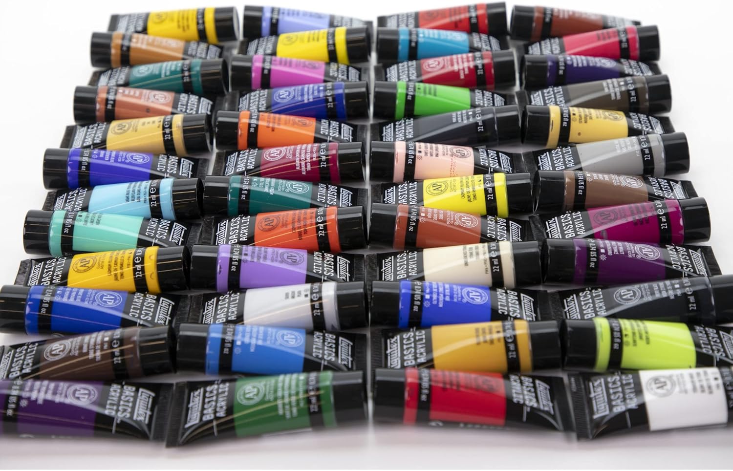 Liquitex 3699395 Basics - Acrylic paint, Monopigmented artist pigments, Lightfast, long-lasting, Satin finish, Color set 48 tubes of 22 ml Assorted basic colors 48 x 22ml