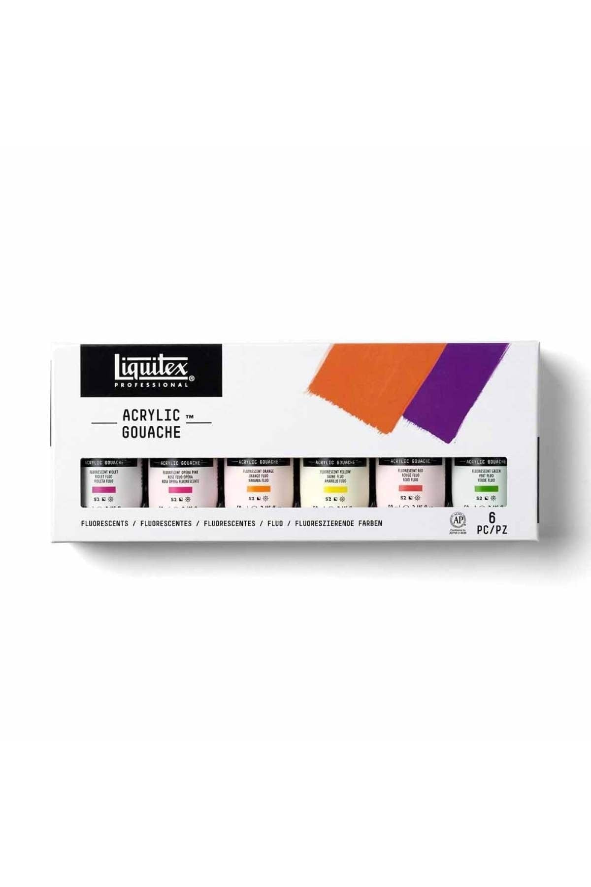 Liquitex Acrylic Gouache - Acrylic Color with Gouache Effect - 6 Bottles of 59 ml - Fluorescent Set 6 Bottles of 59ml Fluorescent Set 59 ml (Pack of 6)
