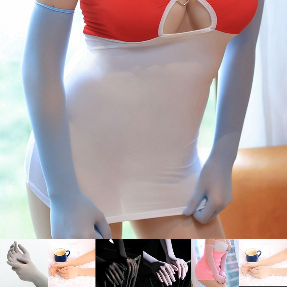 Long Breathable Seamless Nylon Gloves Perfectly Designed for Home and Social Gatherings White