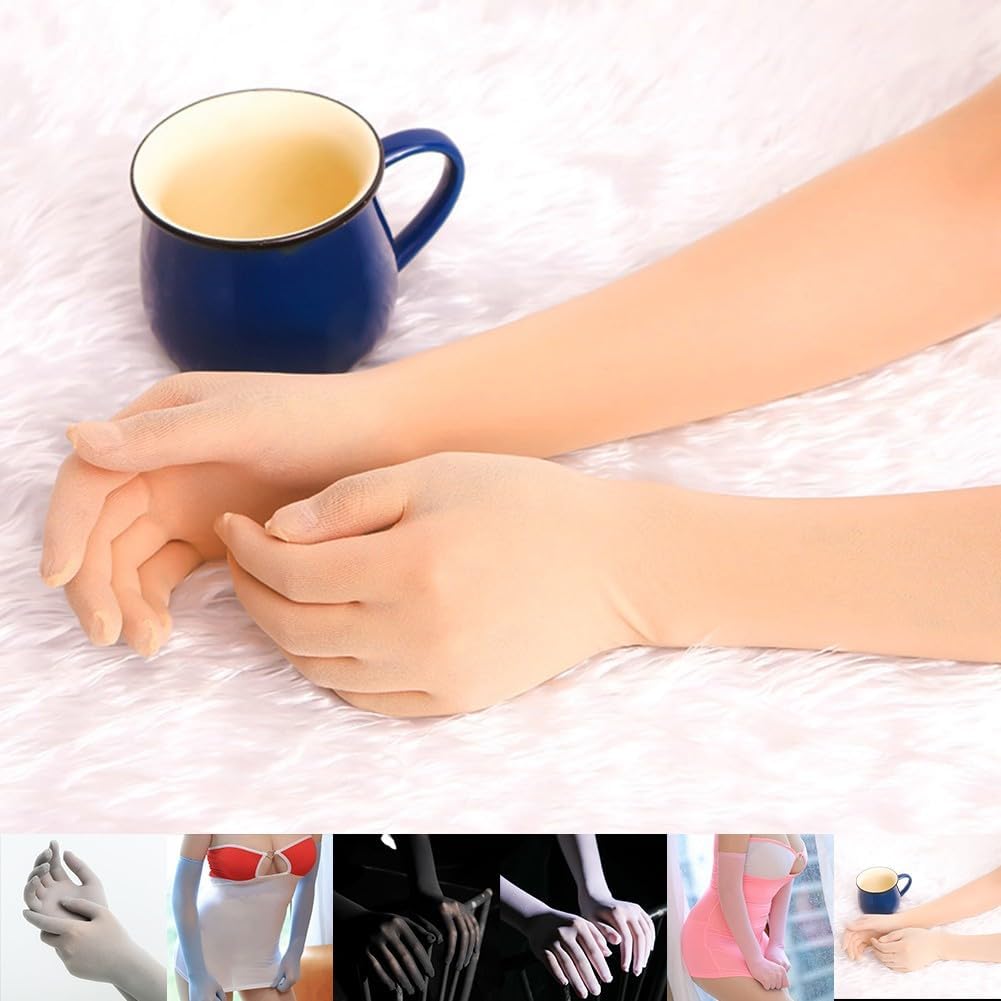 Long Breathable Seamless Nylon Gloves Perfectly Designed for Home and Social Gatherings White