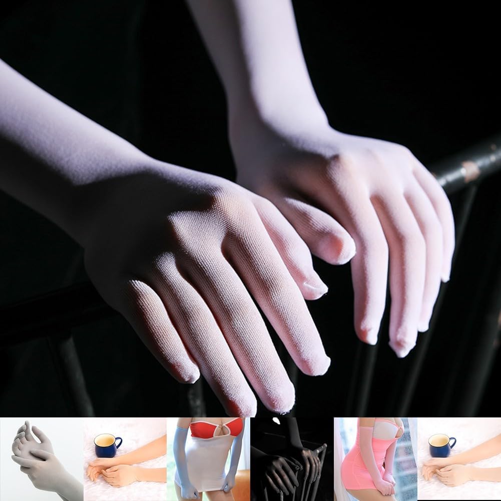 Long Breathable Seamless Nylon Gloves Perfectly Designed for Home and Social Gatherings White