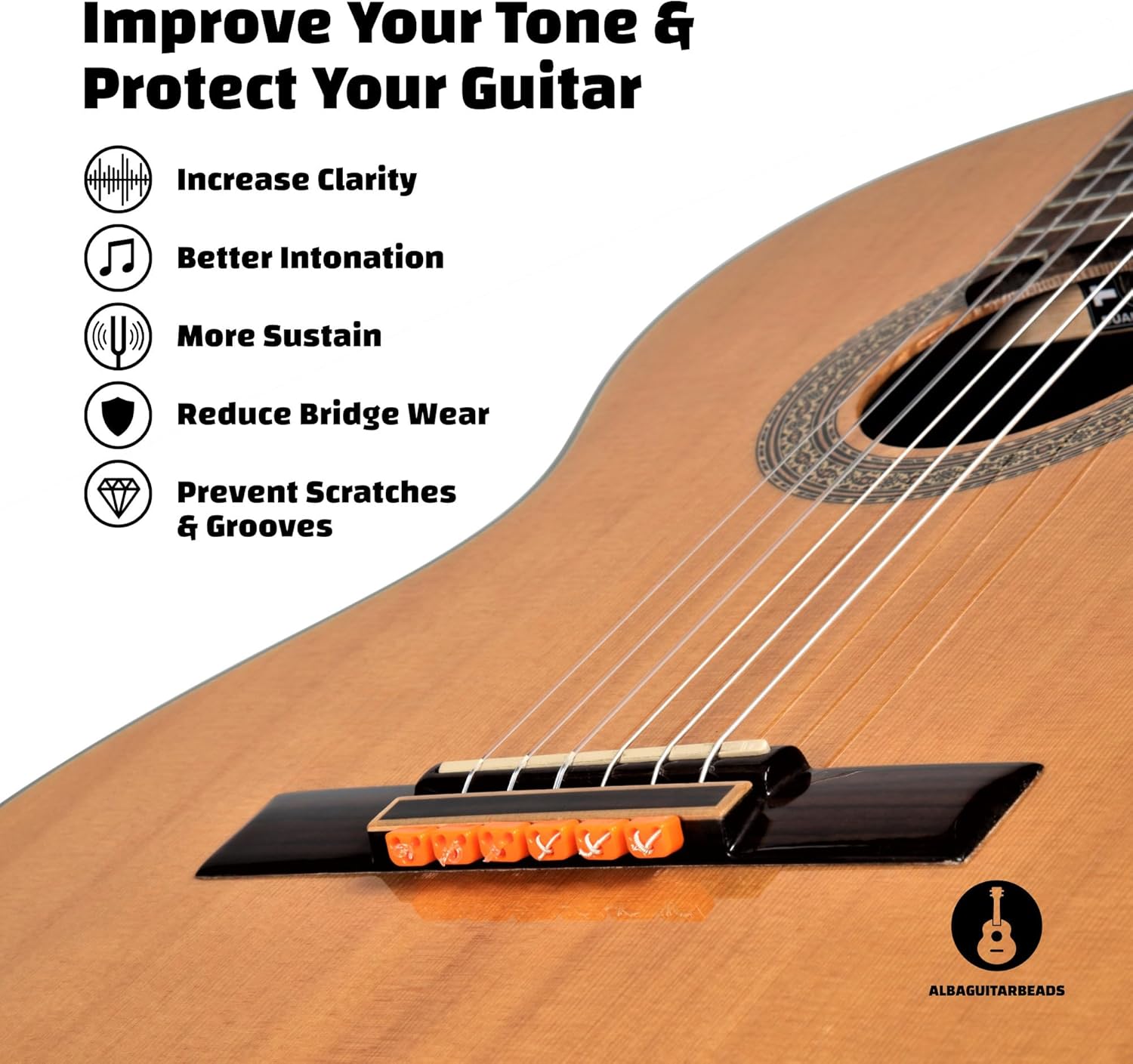 made of plastic, shiny orange color for Guitar, Ukulele, Mandolin for Nylon Strings for Acoustic/Electric Guitar