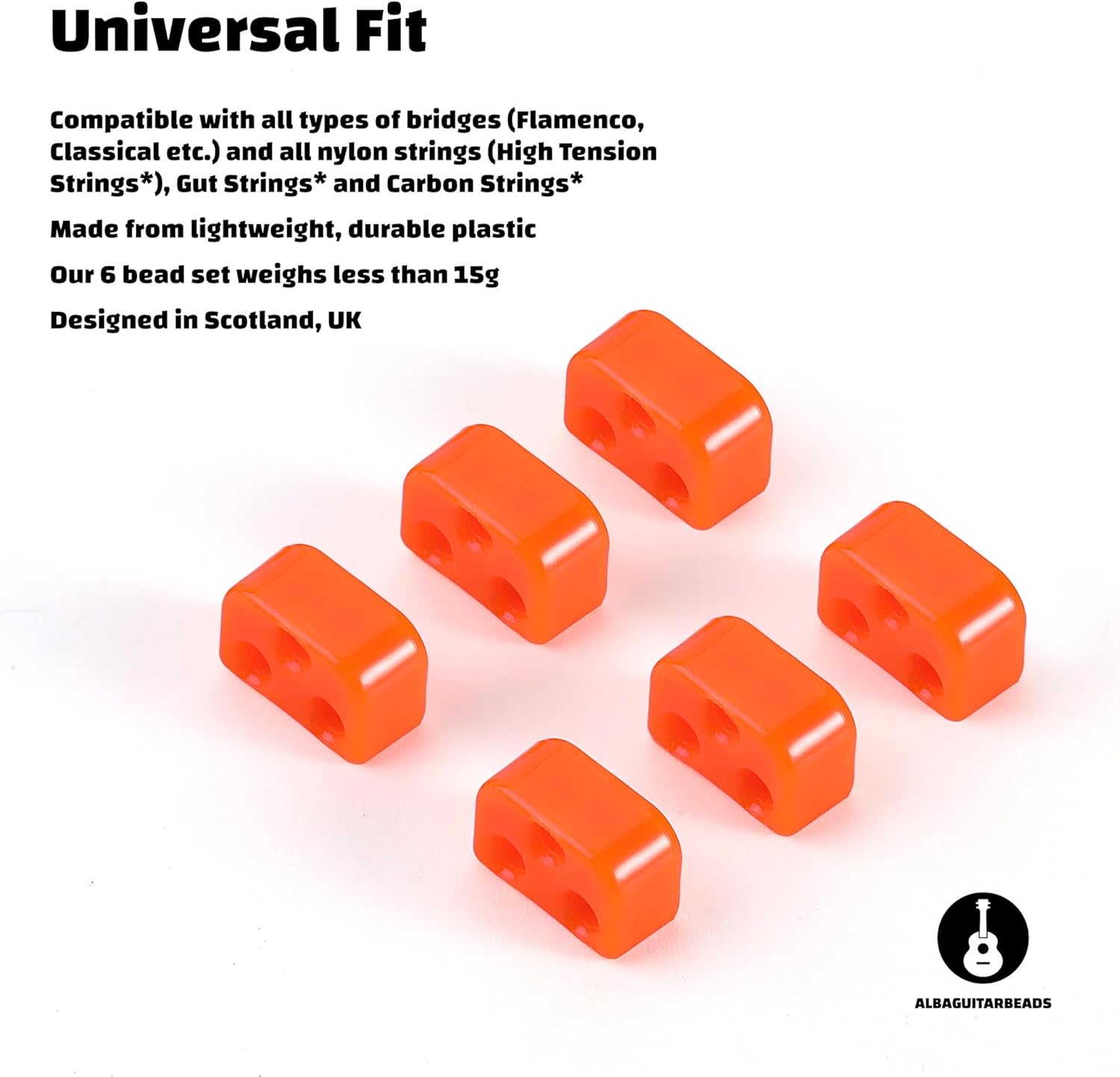 made of plastic, shiny orange color for Guitar, Ukulele, Mandolin for Nylon Strings for Acoustic/Electric Guitar