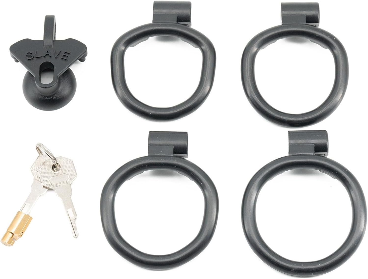 Male Flat Protective Cage with 4 Rings, Lightweight Flat Cage for Men -ITHA18a Black Negative 1