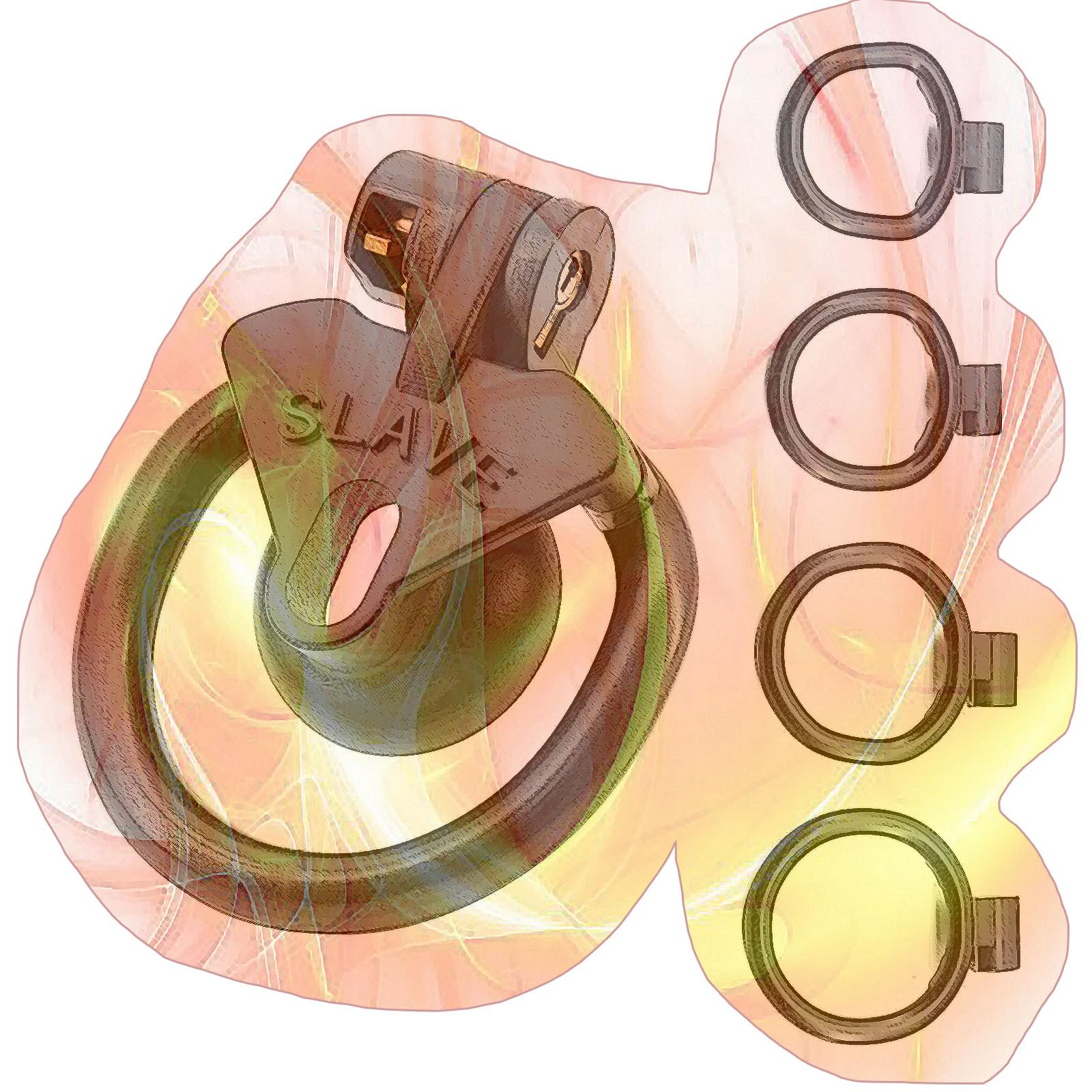 Male Flat Protective Cage with 4 Rings, Lightweight Flat Cage for Men -ITHA18a Black Negative 1