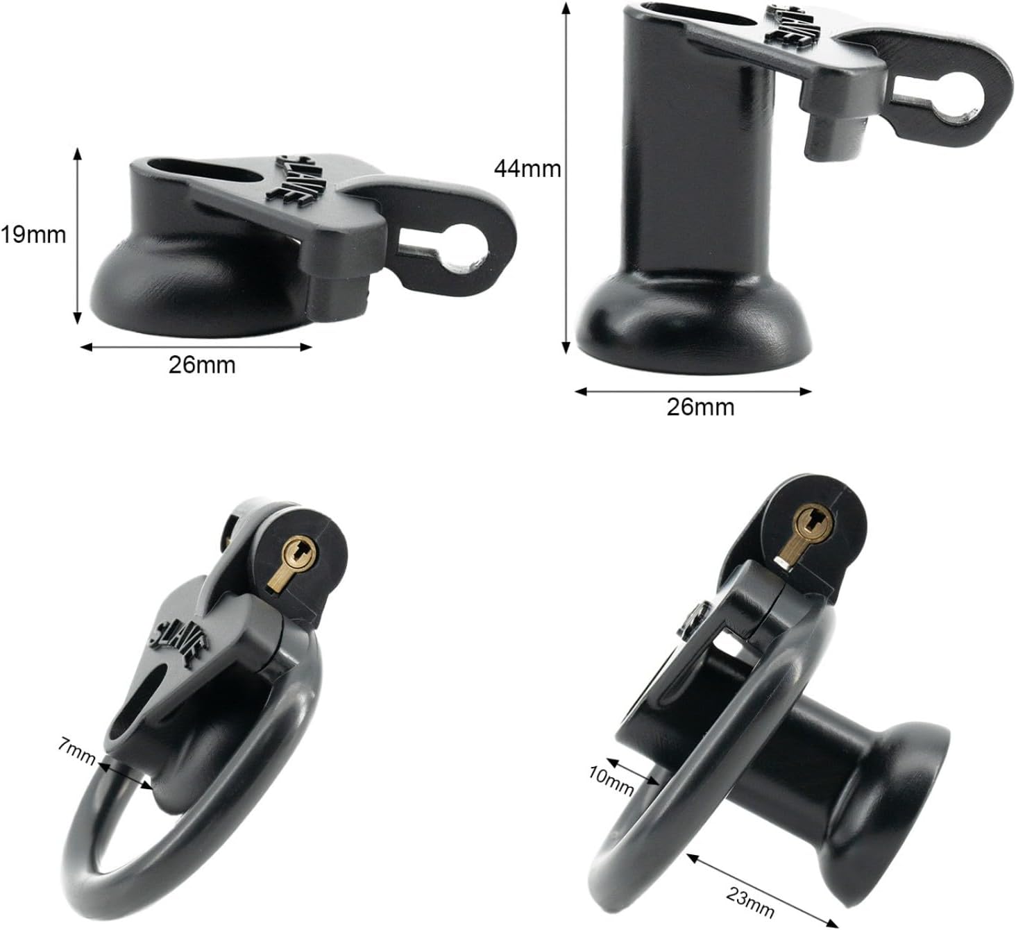 Male Flat Protective Cage with 4 Rings, Lightweight Flat Cage for Men -ITHA18a Black Negative 1