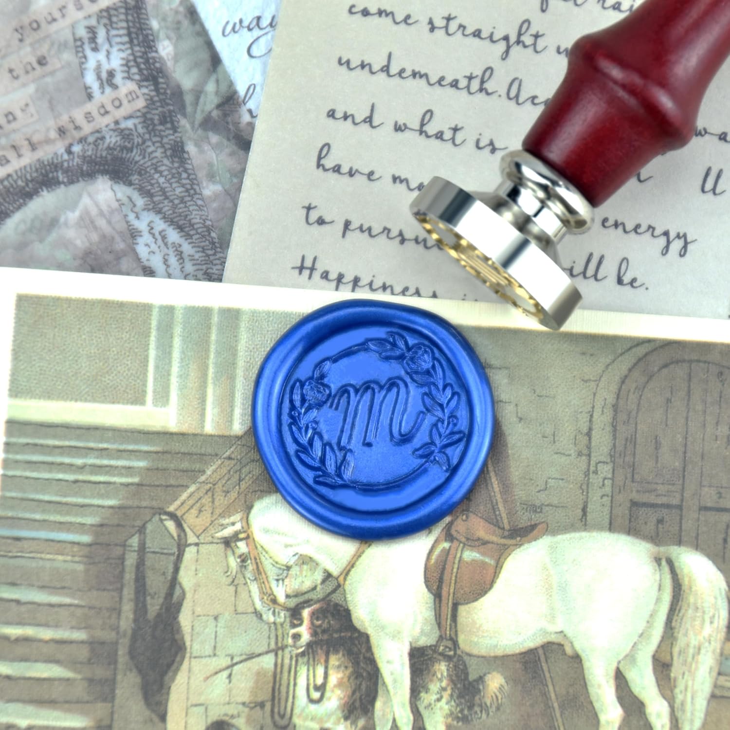 Mceal Wax Wax Seal, Silver Brass Seal 25mm Dia, Wedding Invitation, Gift Card Envelopes, Christmas Gift Initial, Letter T 25mm Letter T