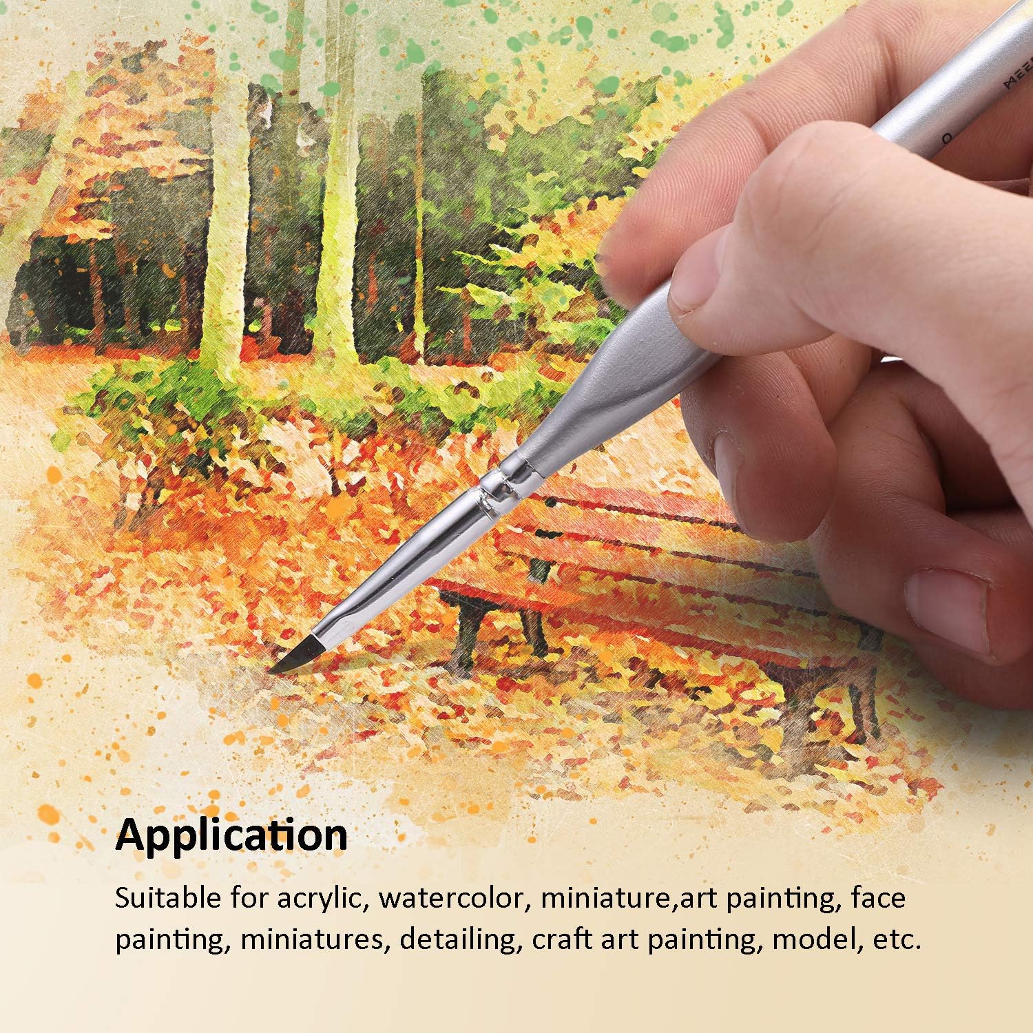 MEEDEN 15Pcs Miniature Paintbrush Set, Professional Fine Tip Brush Set, Acrylic Painting Brushes, Watercolor, Oil Painting, Face and Nail Models