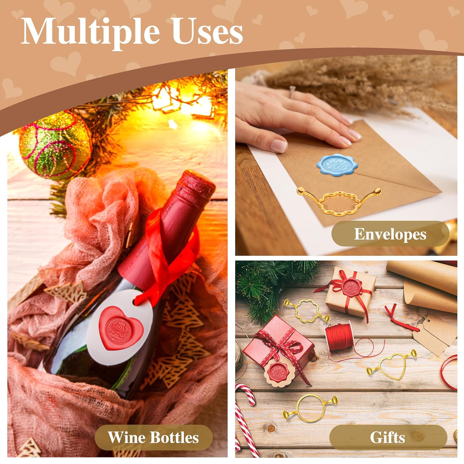 Metal Wax Sealing Mold 7 Pieces Metal Wax Seal Molds Sealing Wax Seal Mold for DIY Wedding Invitations Envelopes Cards Gifts