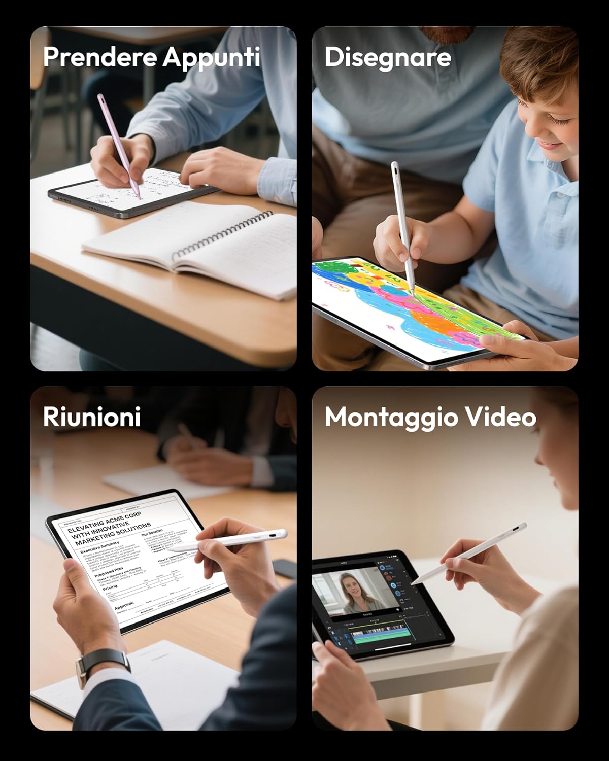 Metapen A8 Pen Compatible with Apple iPad 2018-2025, Fast Charging, Tilt Sensitive & Palm Rejection, Stylus Pencil for iPad 11 A16/10/9/8/7/6, Pro 11/12.9, Air 3/4/5/M2/M3, Mini 5/6-White