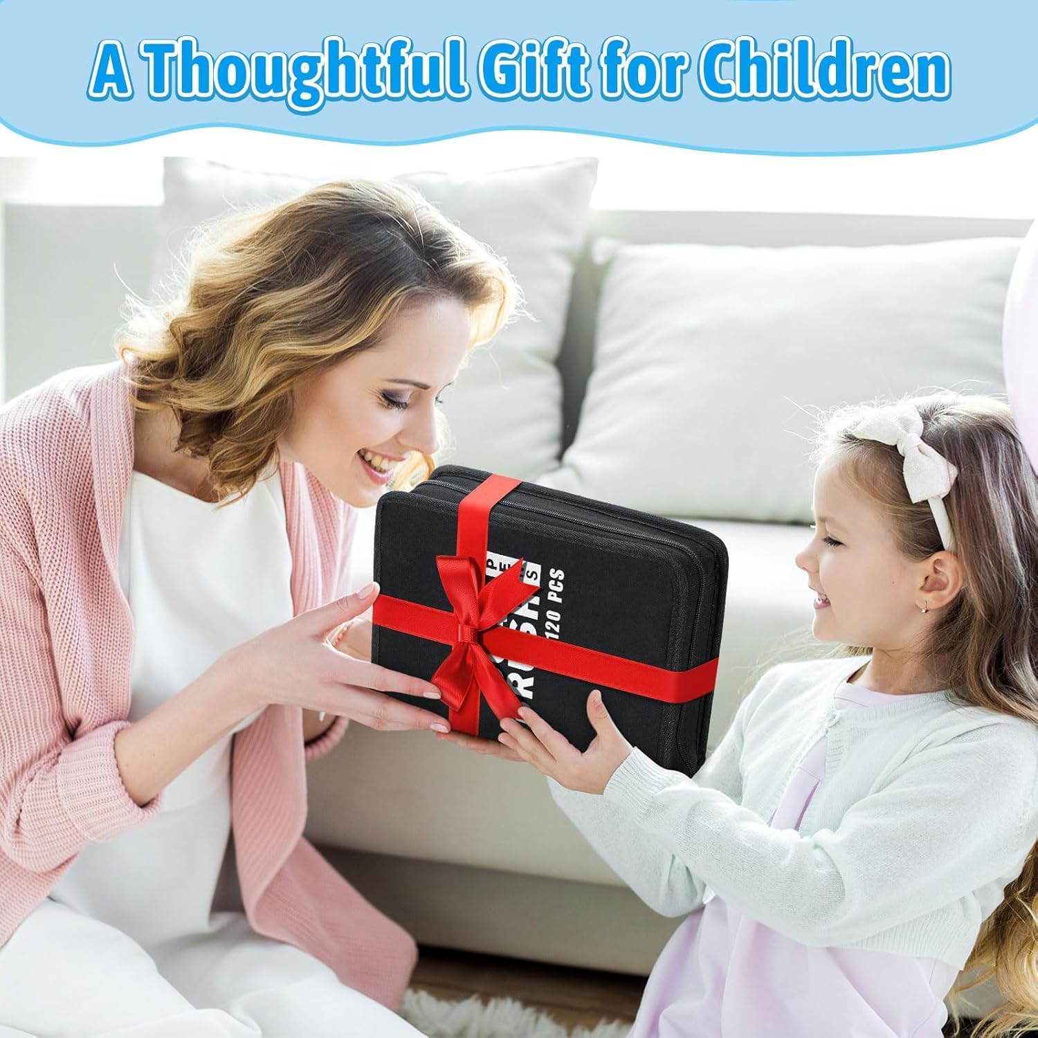 MIAOKE 120 Dual Tip Markers, with 3 Coloring Books, Thick and Thin Markers, 3 Refills and a Black Waterproof Case for Painting Fabric Bag