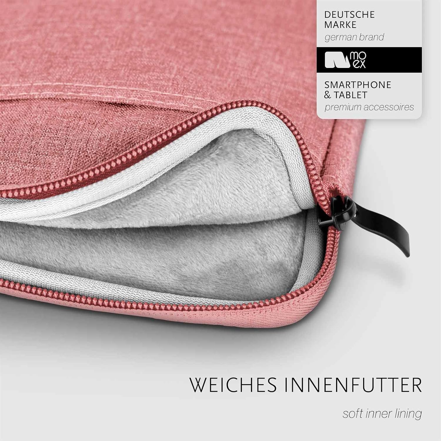 moex Case for Amazon Kindle (2019) - Case with Accessory Compartment, E-Book Reader Minimalist Zipper Case, Waterproof, Coral Pink