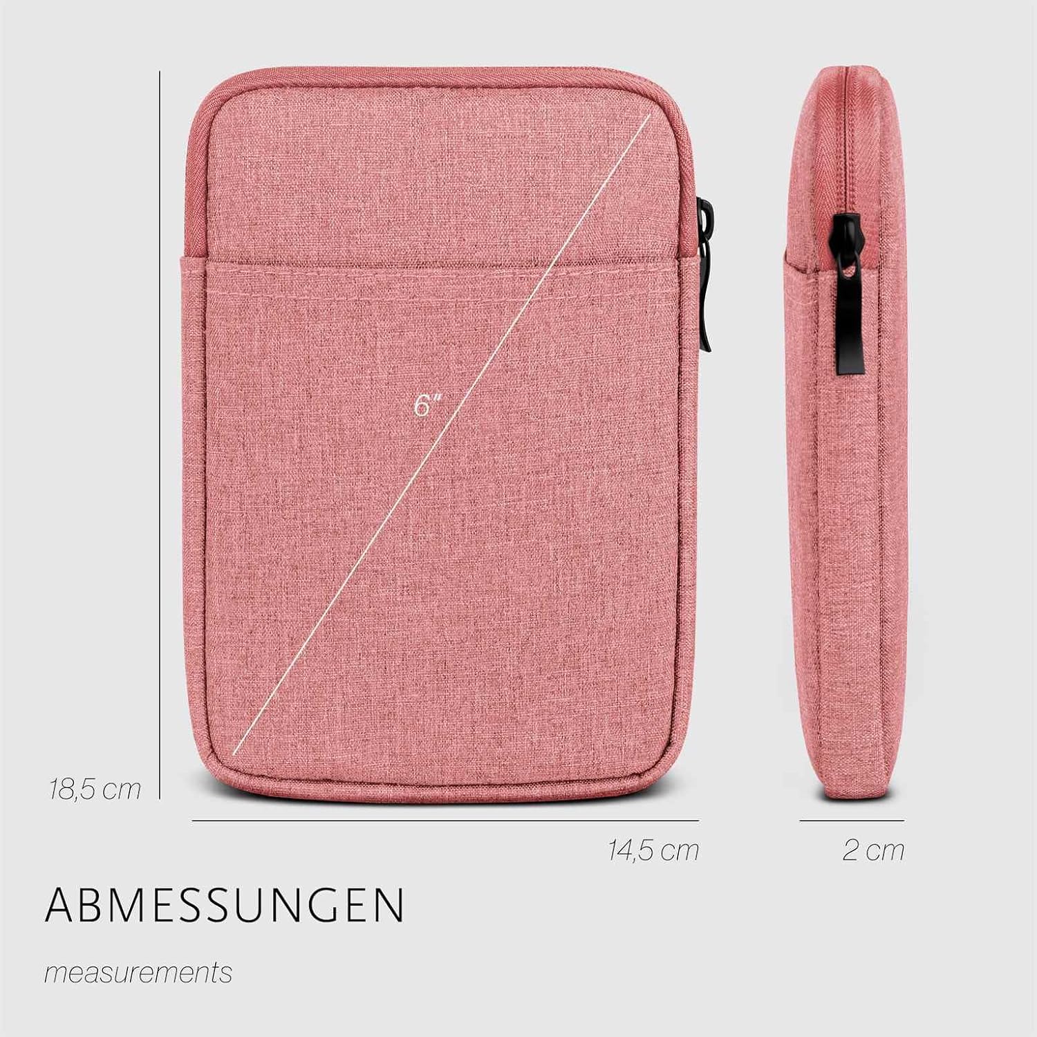 moex Case for Amazon Kindle (2019) - Case with Accessory Compartment, E-Book Reader Minimalist Zipper Case, Waterproof, Coral Pink