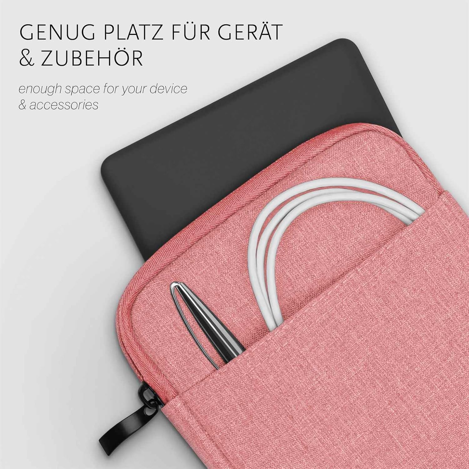 moex Case for Amazon Kindle (2019) - Case with Accessory Compartment, E-Book Reader Minimalist Zipper Case, Waterproof, Coral Pink