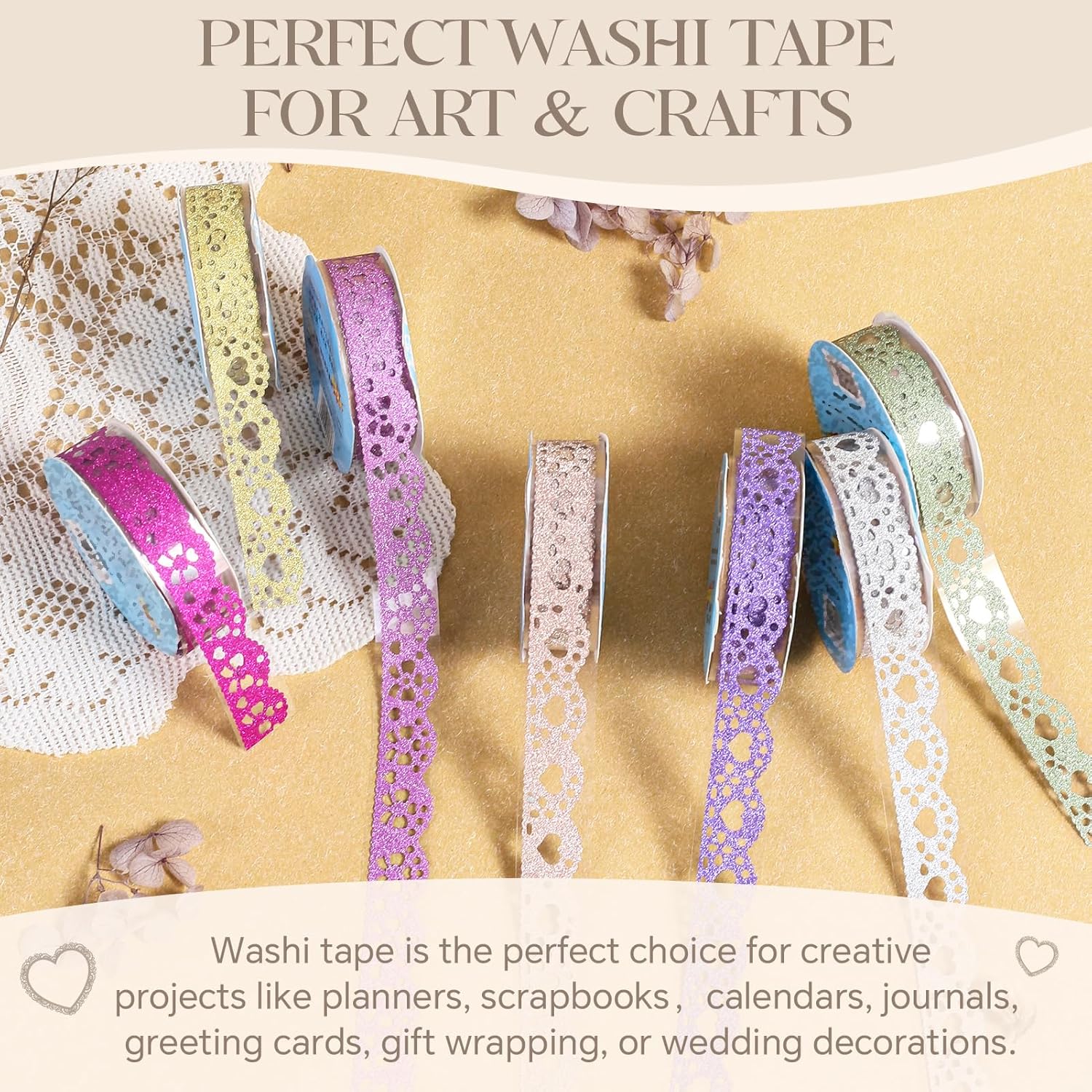 moinkerin 7 Rolls Glitter Tape Colorful Washi Tape Trimmings for DIY Arts and Crafts Card Making for Scrapbooking Decoration,1.8 * 100cm